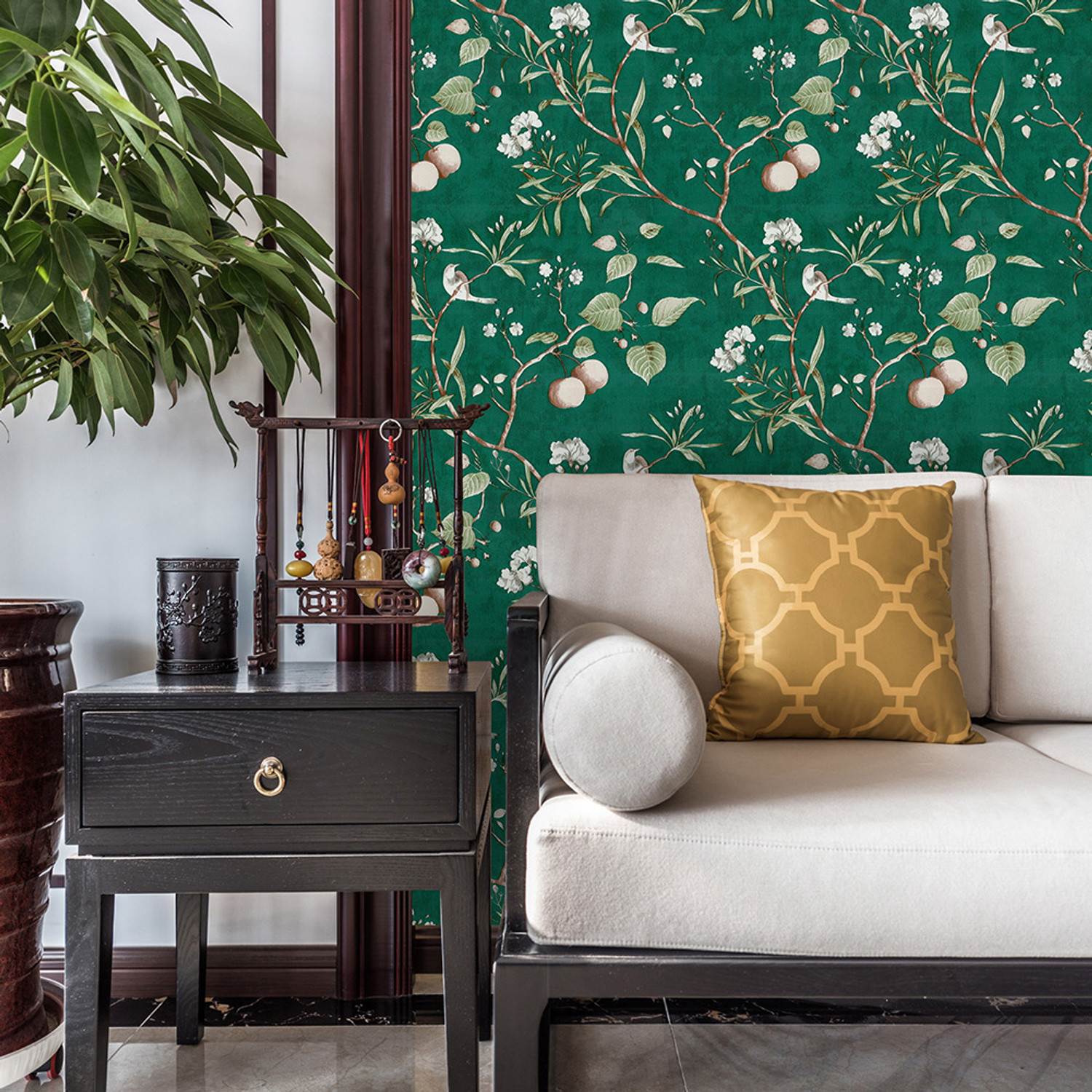 Image of RosaStella 304 cm x 45 cm Waterproof Floral & Botanical Vinyl Wallpaper
