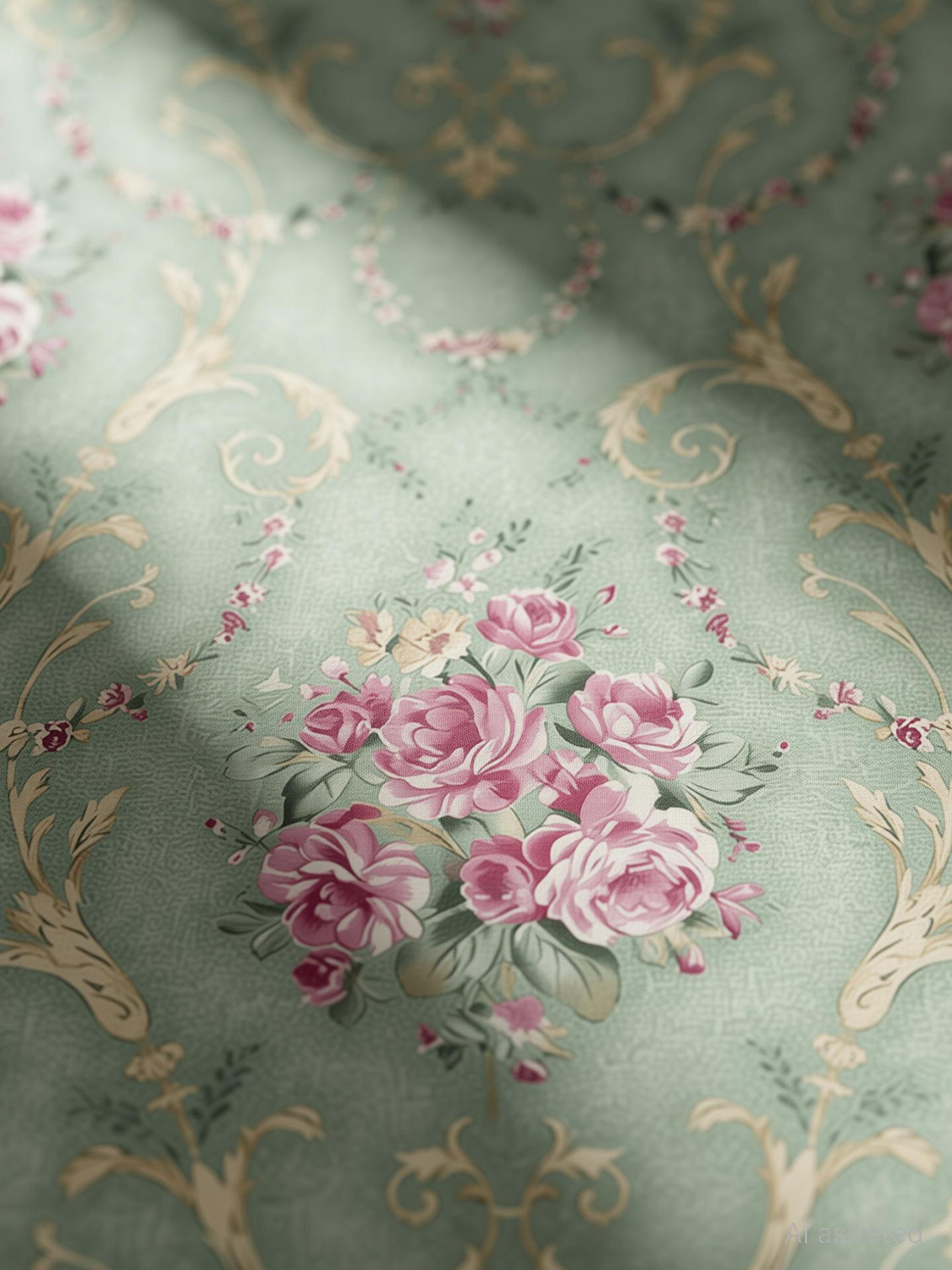 Image of FOKRIM 300 cm ST- green pink rose 45x300 Self Adhesive Sticker