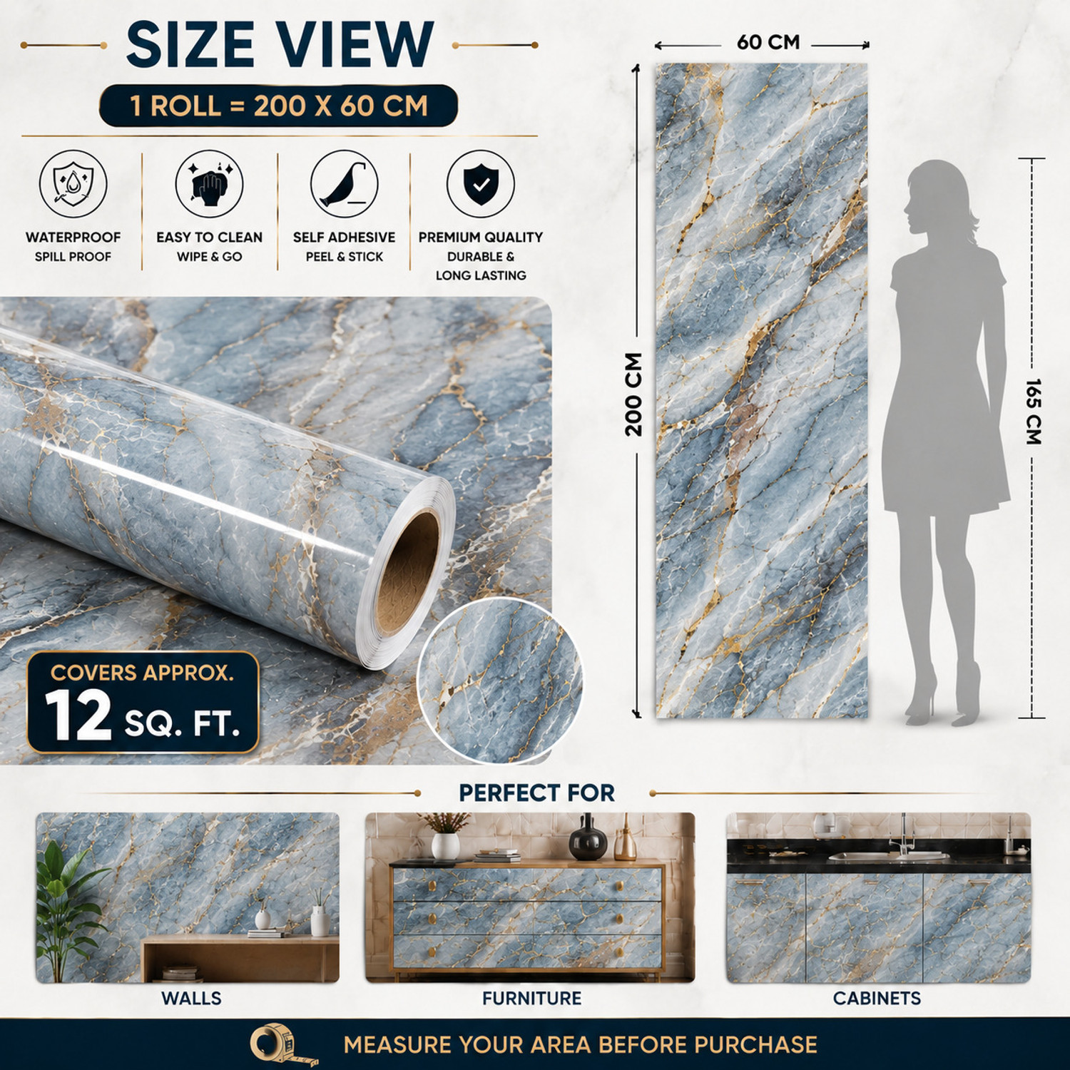 Image of NANCY 200 cm x 60 cm Waterproof Floral & Botanical Vinyl Wallpaper