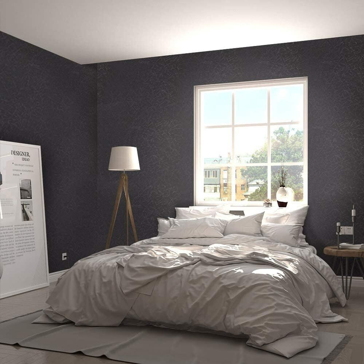 Image of FOKRIM 300 cm Black Silk Wallpaper 45x300cm Self Adhesive Sticker