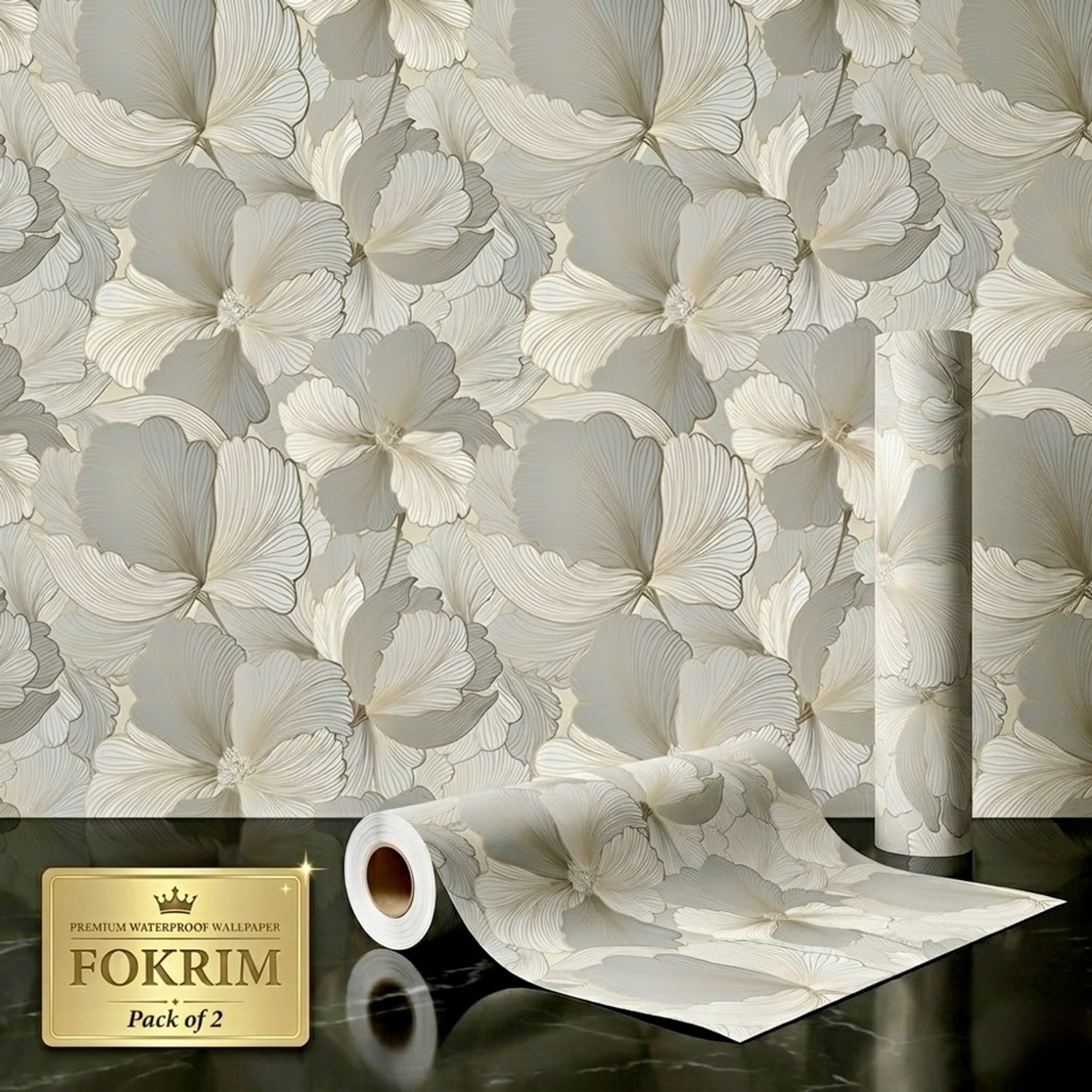 Image of FOKRIM 300 cm x 45 cm Waterproof Floral & Botanical Vinyl Wallpaper