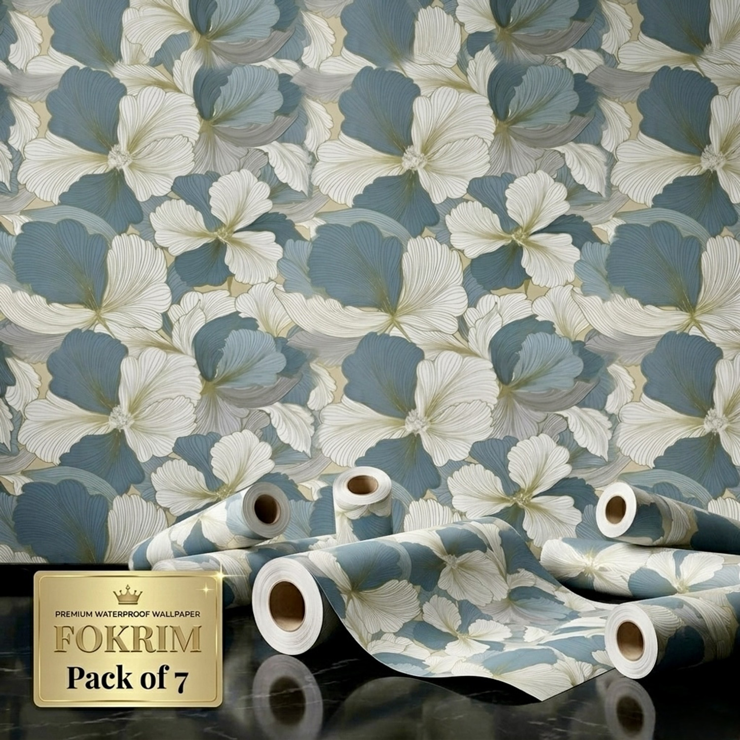 Image of FOKRIM 300 cm x 45 cm Waterproof Floral & Botanical Vinyl Wallpaper