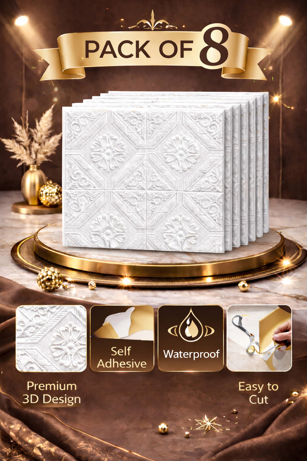 Image of Dec Kitchenpro 70 cm x 70 cm Waterproof Decorative Embossed Wallpaper