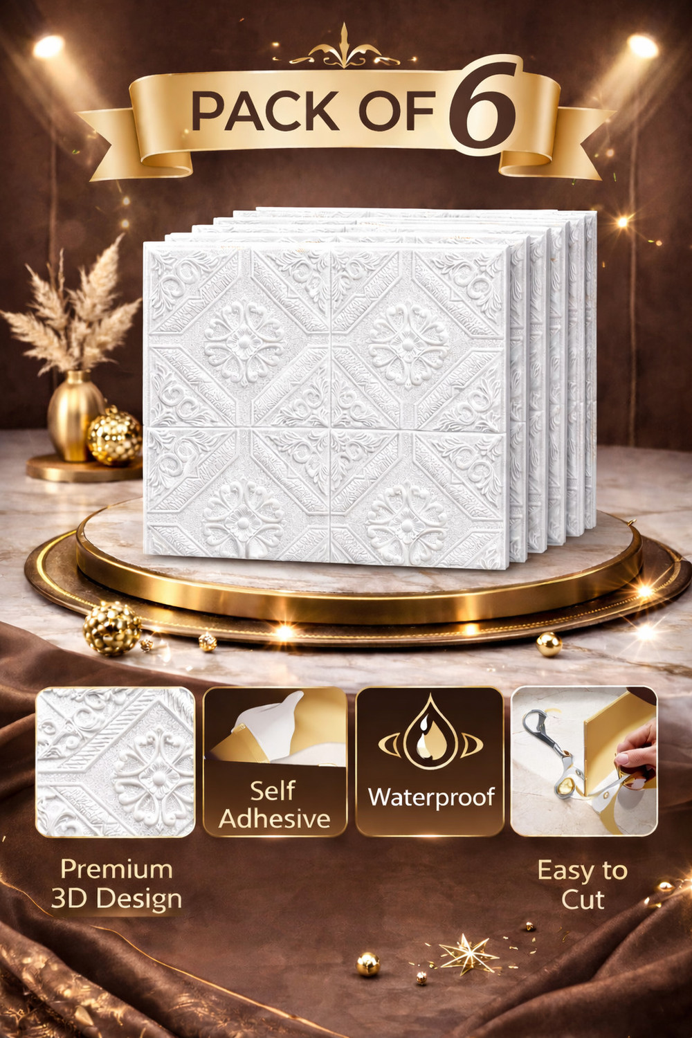 Image of Dec Kitchenpro 70 cm x 70 cm Waterproof Decorative Embossed Wallpaper