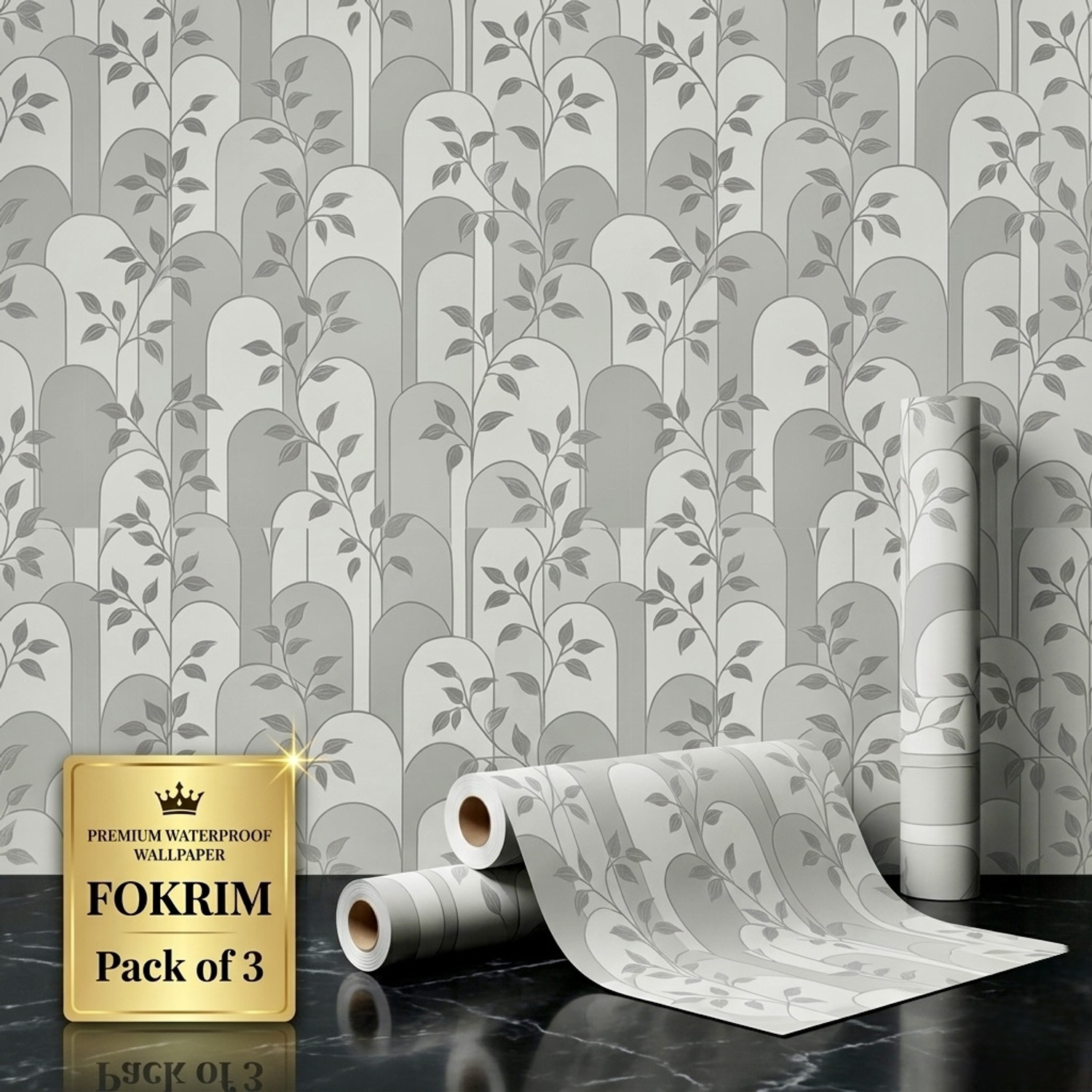 Image of FOKRIM 300 cm x 45 cm Waterproof Floral & Botanical Vinyl Wallpaper