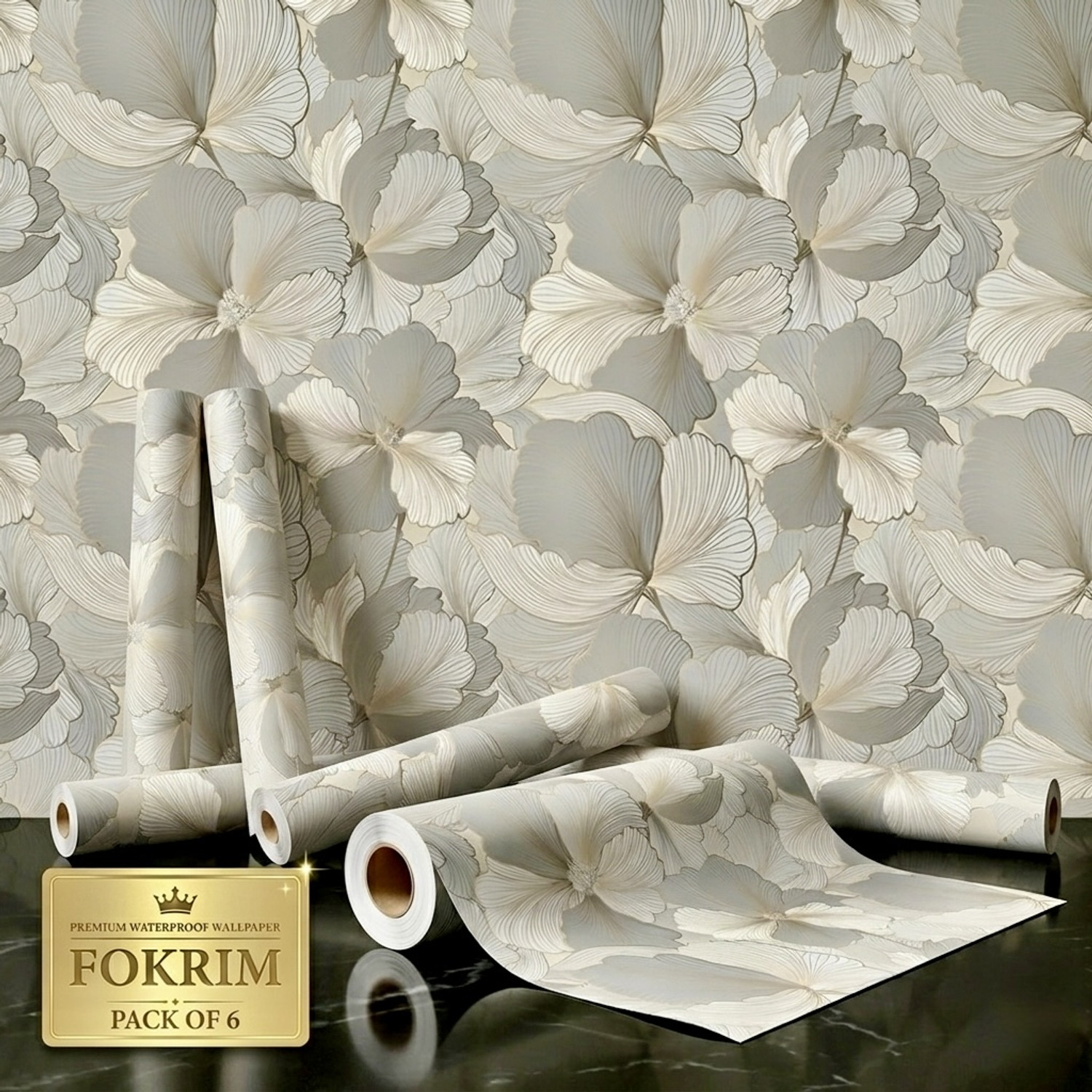 Image of FOKRIM 300 cm x 45 cm Waterproof Floral & Botanical Vinyl Wallpaper