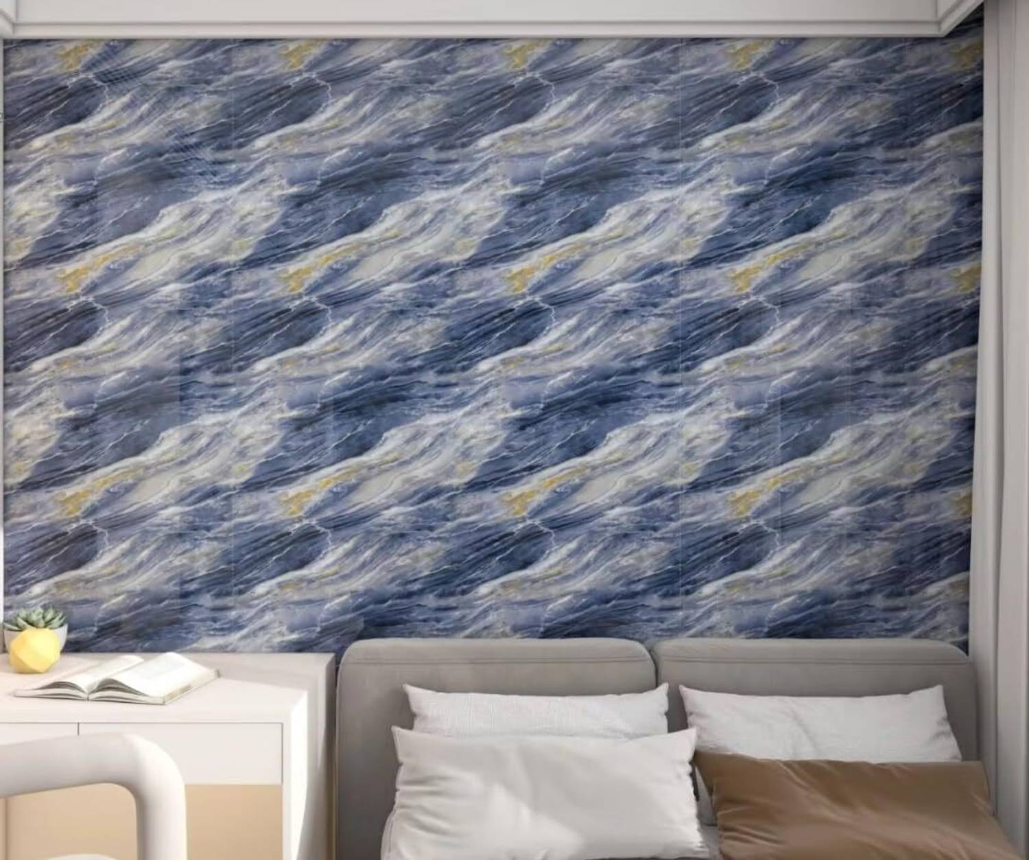 ADVOLKEN 200 cm Premium Blue Marble Wallpaper Sticker - Waterproof Self Adhesive Sticker