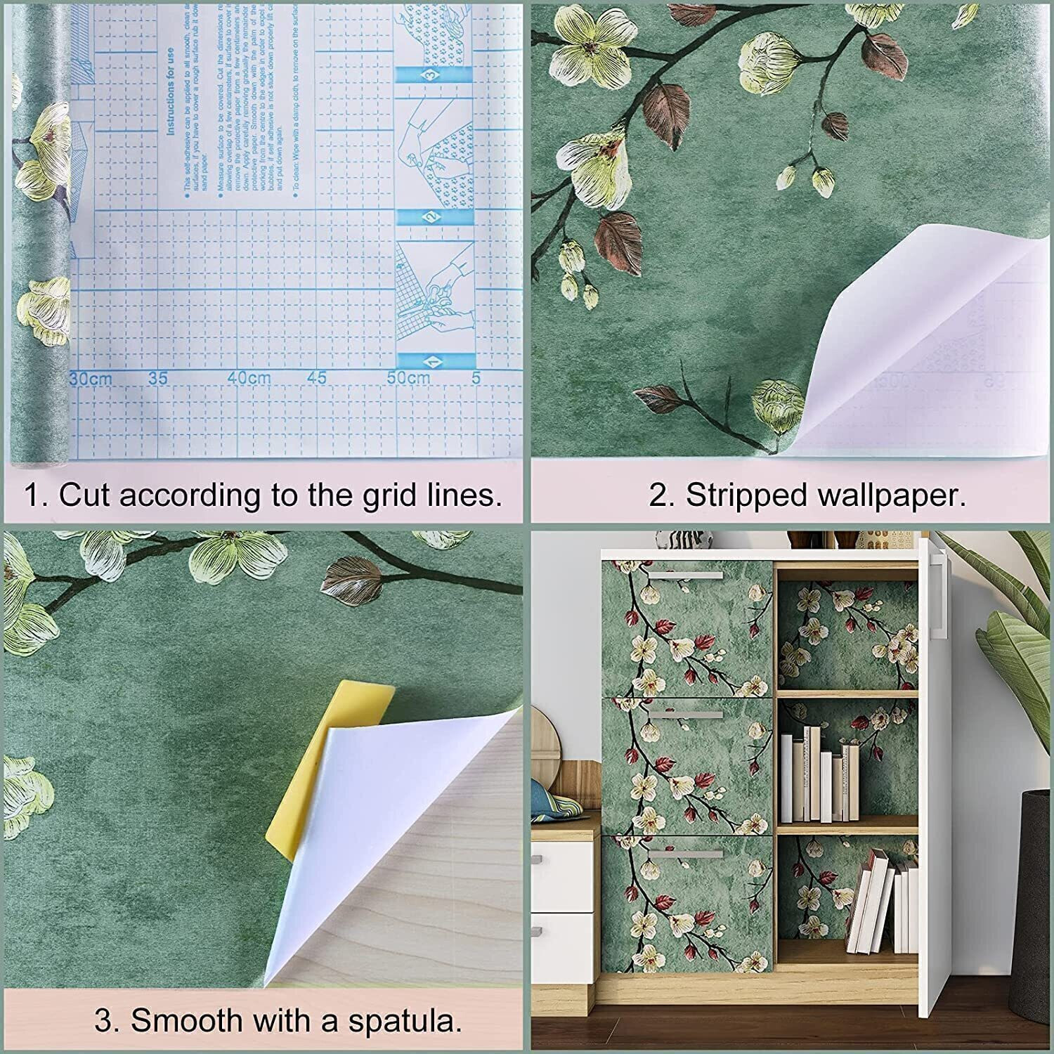 Image of FOKRIM 300 cm ST- Green flower 45x300cm Self Adhesive Sticker