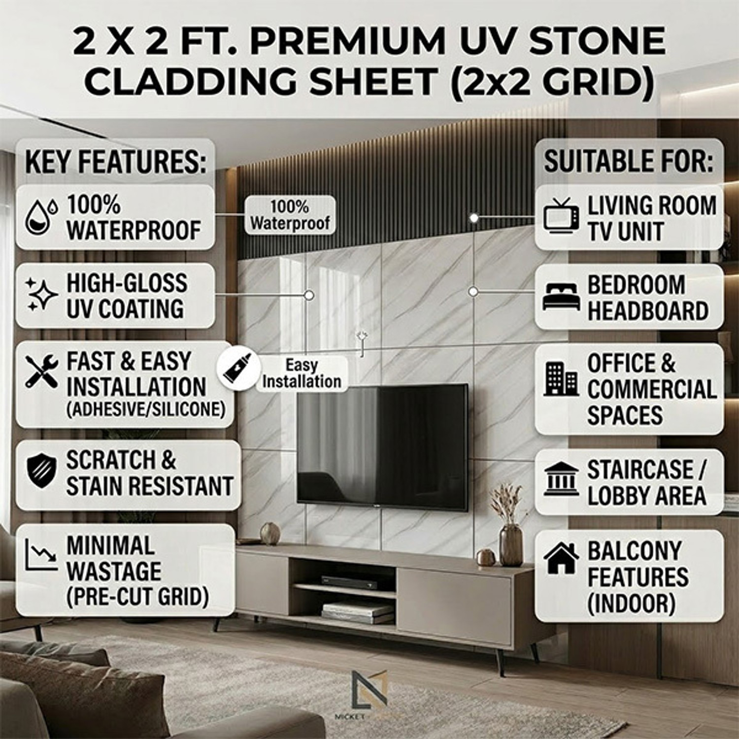 Image of OCEANSKY 60 cm x 60 cm Waterproof Decorative Vinyl Wallpaper