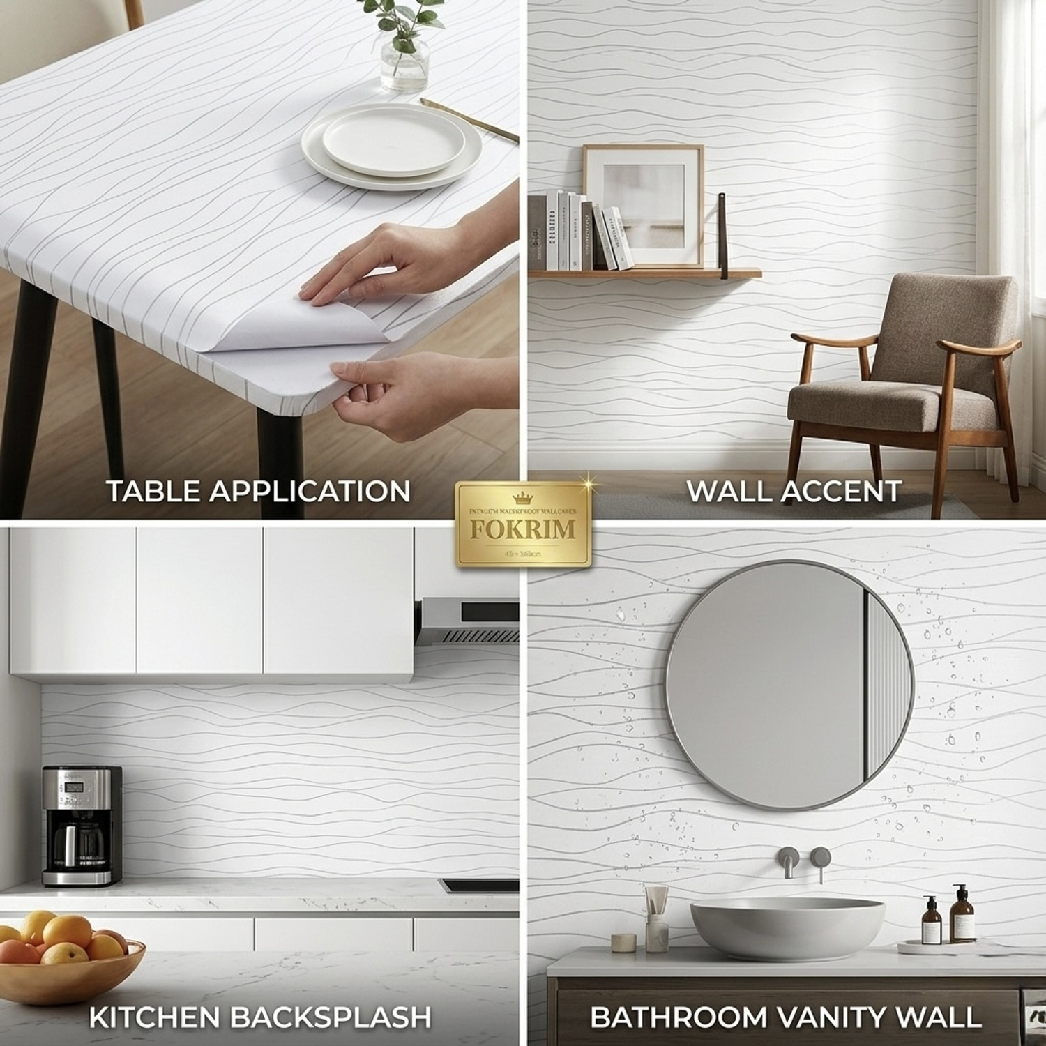 Image of FOKRIM 300 cm x 45 cm Waterproof Decorative Vinyl Wallpaper