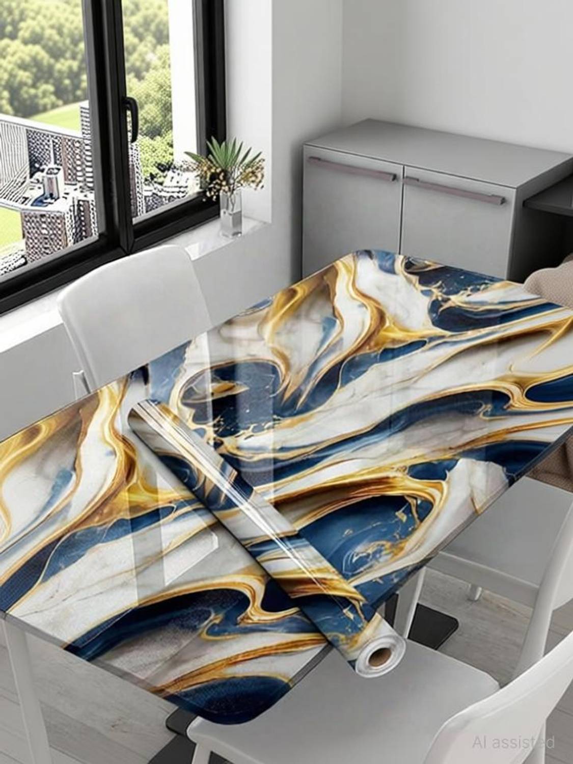 ADVOLKEN 200 cm Premium BLUE PINK GOLD GLOSSY Wallpaper Sticker - Easy Application, Waterproof Self Adhesive Sticker
