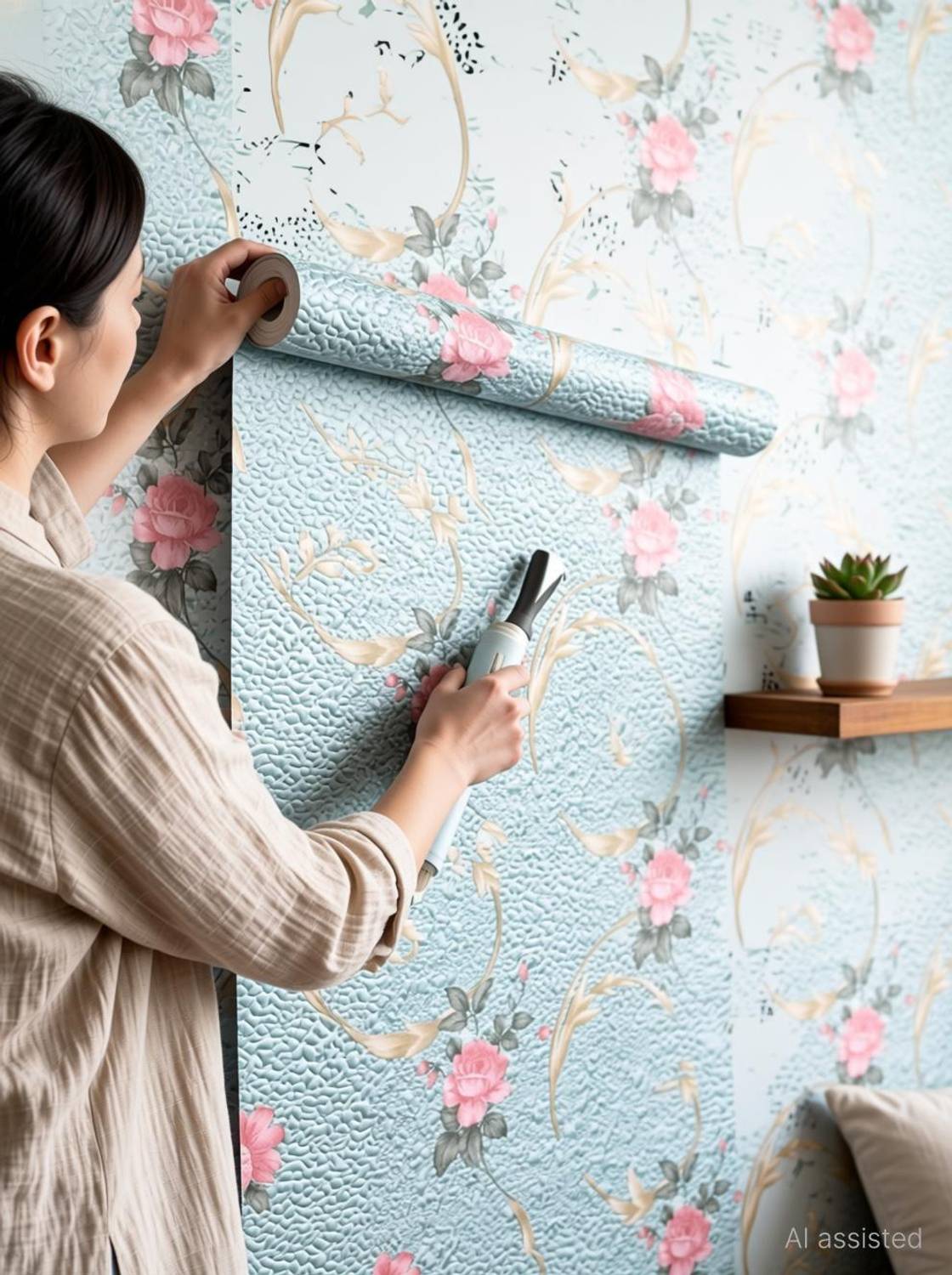 HOMEMATES 304.8 cm x 45.72 cm Waterproof Floral Vinyl Wallpaper - Image 3