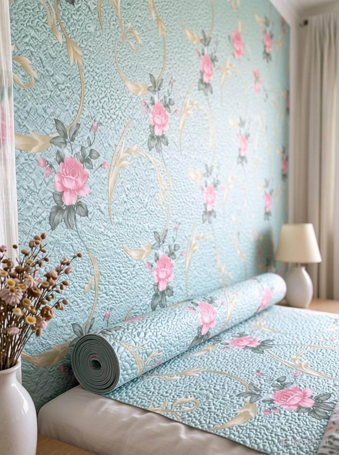 HOMEMATES 304.8 cm x 45.72 cm Waterproof Floral Vinyl Wallpaper - Image 1