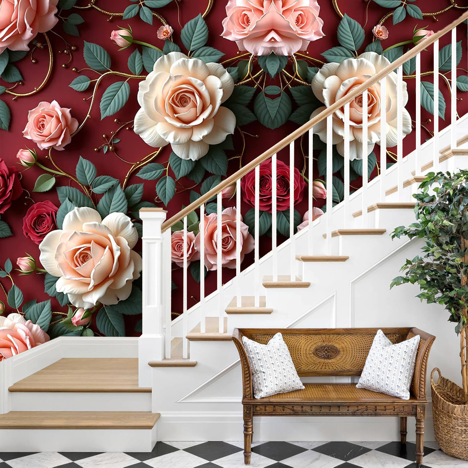 Image of ADM DECOR 100 cm x 40 cm Waterproof Floral & Botanical Vinyl Wallpaper