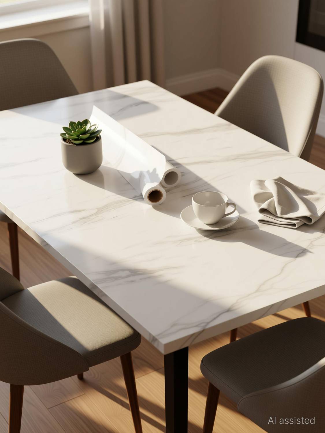 Amezia White High Gloss Marble Furniture Self Adhesive Wallpaper 200 x 61 cm