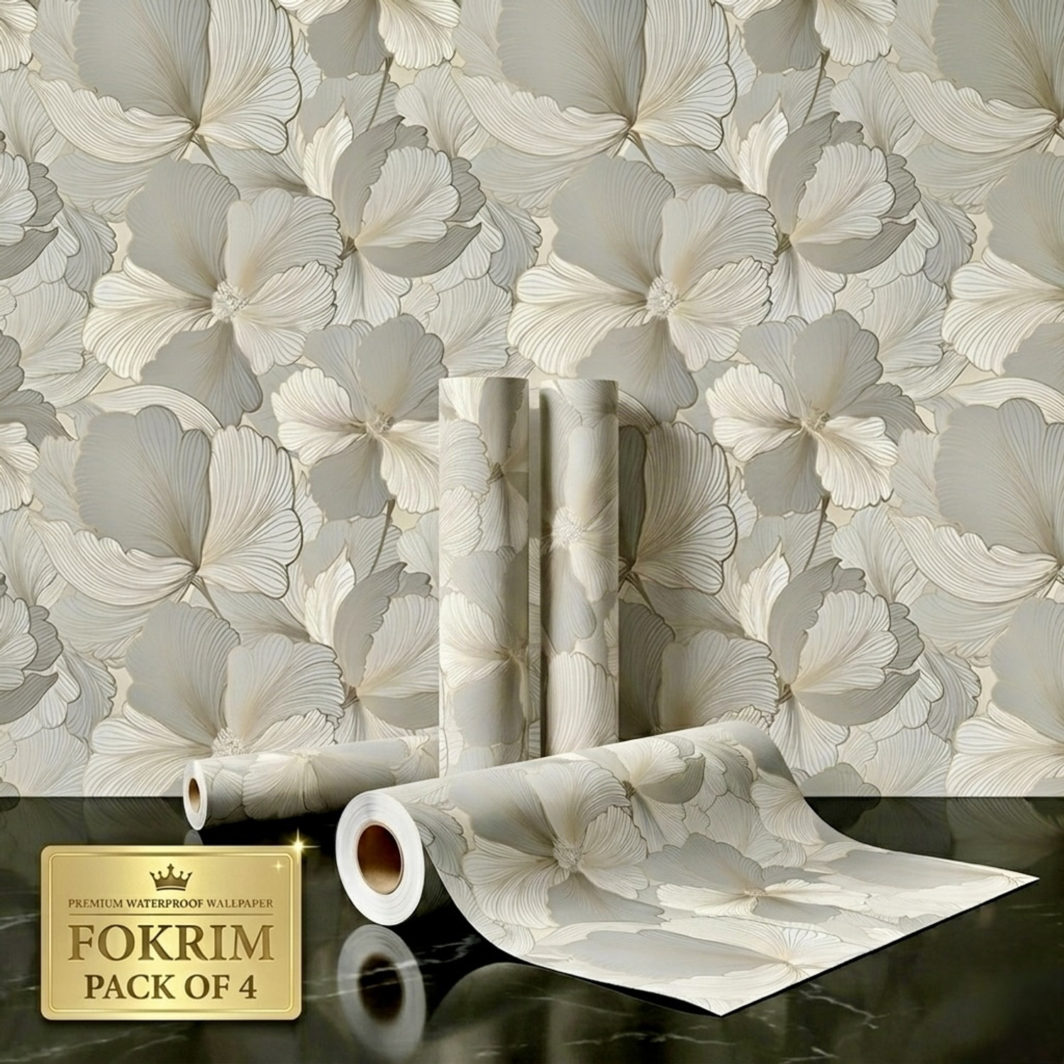 Image of FOKRIM 300 cm x 45 cm Waterproof Floral & Botanical Vinyl Wallpaper