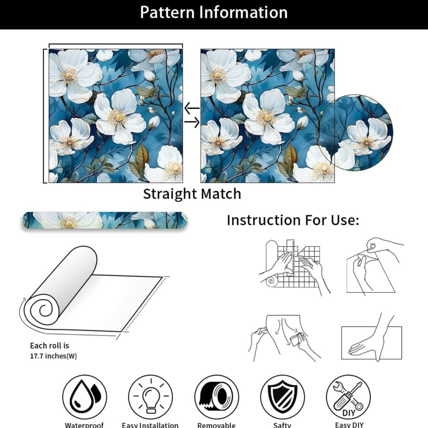 Image of HOMEMATES 304.8 cm x 45.72 cm Waterproof Floral & Botanical Vinyl Wallpaper
