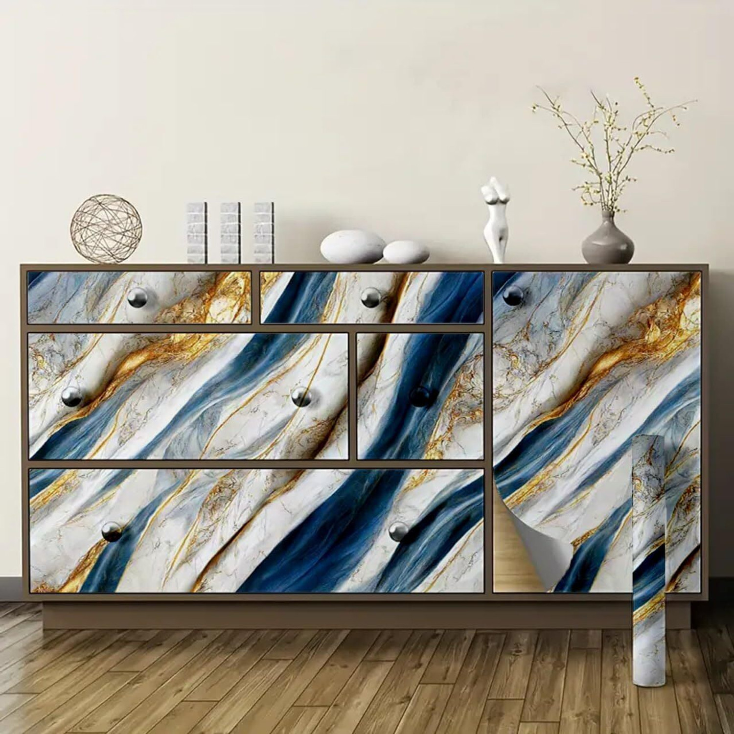 Image of Pamidhar 200 cm Marble Wallpaper Oil Proof Waterproof Self Adhesive Removable Wallpaper (2M) Self Adhesive Sticker