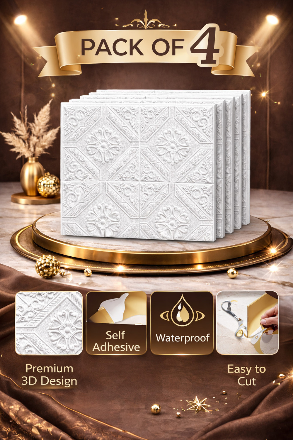 Image of Dec Kitchenpro 70 cm x 70 cm Waterproof Decorative Embossed Wallpaper