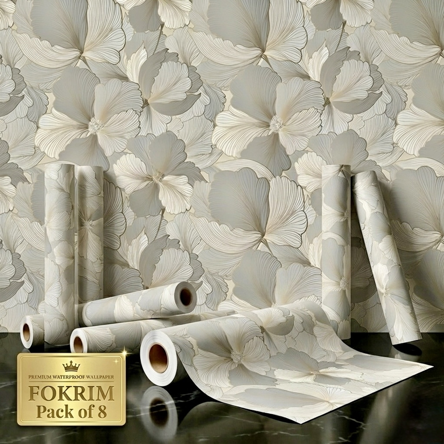 Image of FOKRIM 300 cm x 45 cm Waterproof Floral & Botanical Vinyl Wallpaper