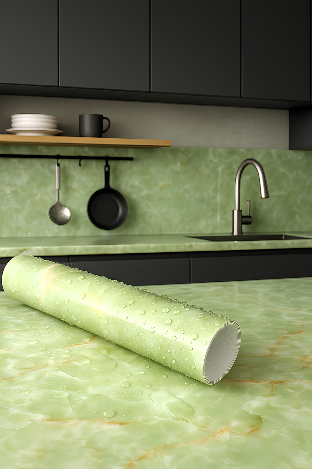 Image of voltify 200 cm Waterproof Wall Sticker For Kitchen & Home Decor - Glossy Marble Pattern Self Adhesive Sticker