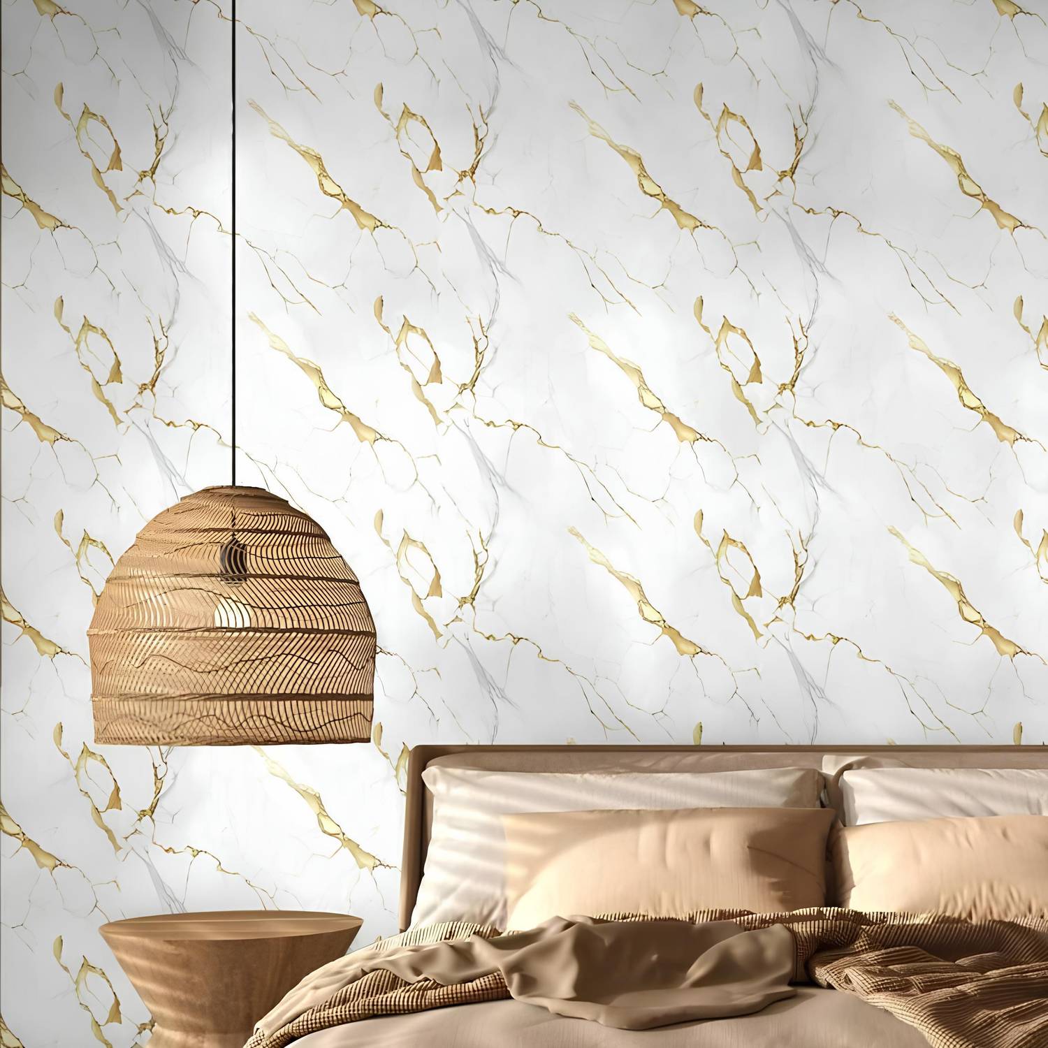 white and gold wallpaper b&q