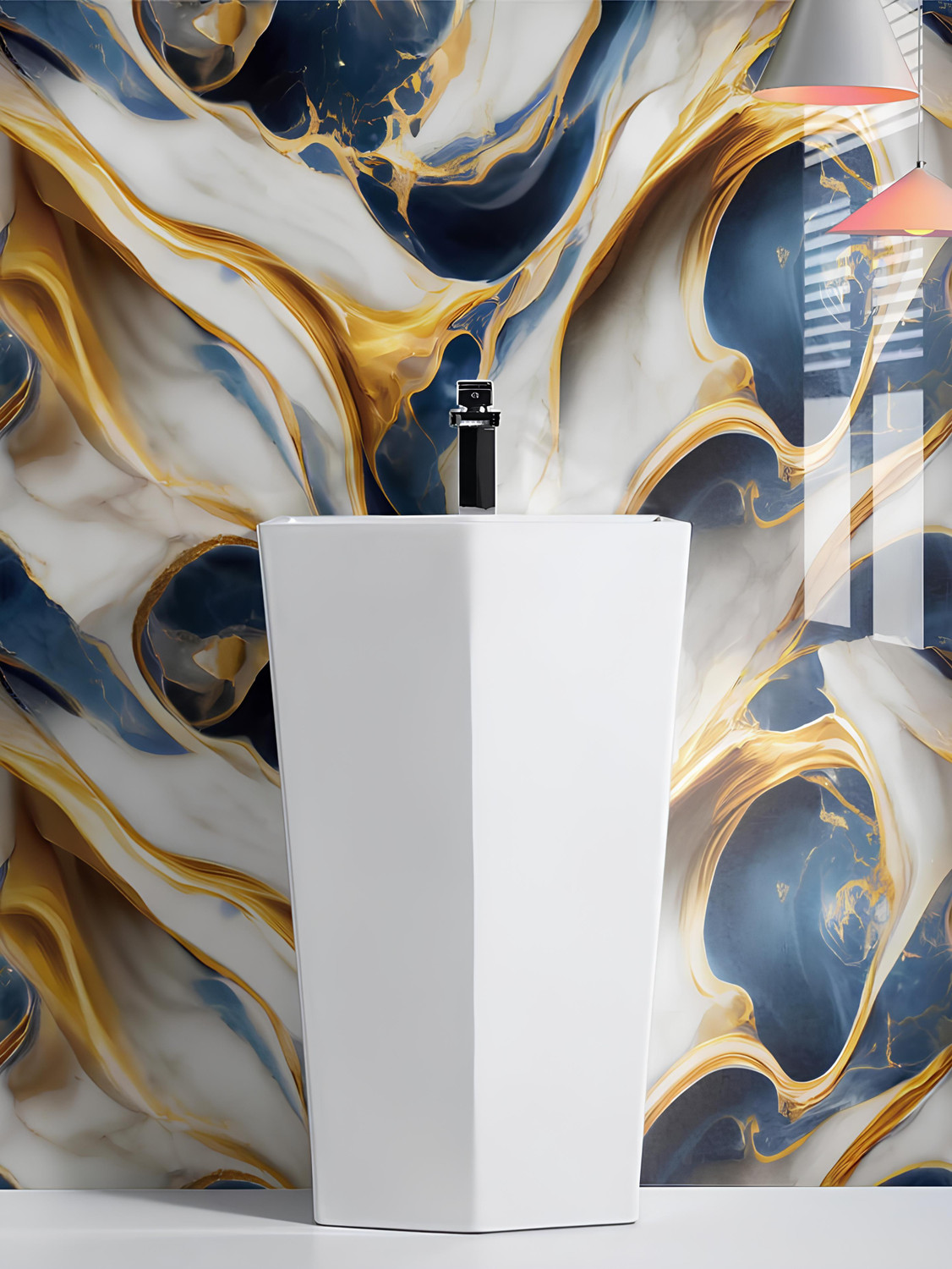 Image of voltify 200 cm Waterproof Wall Sticker For Kitchen & Home Decor - Glossy Marble Pattern Self Adhesive Sticker