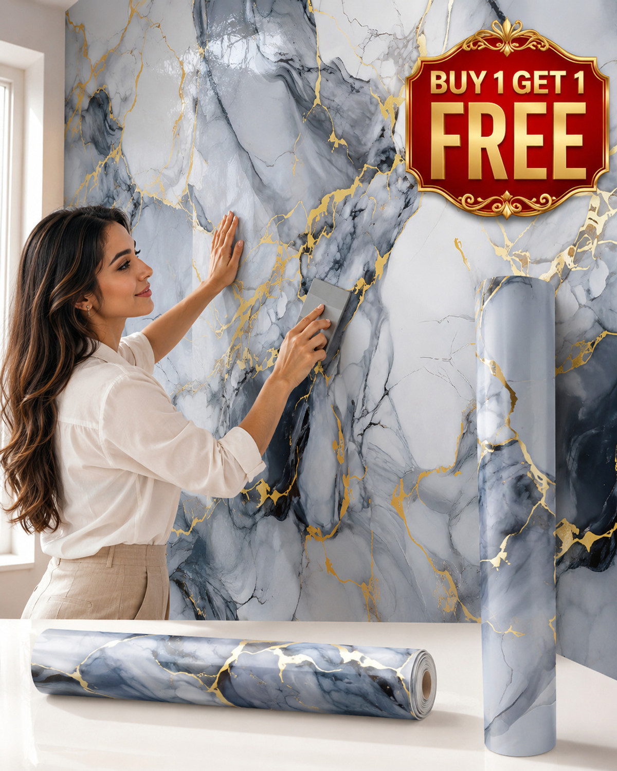 Image of ORYA 200 cm x 60 cm Waterproof Abstract Vinyl Wallpaper