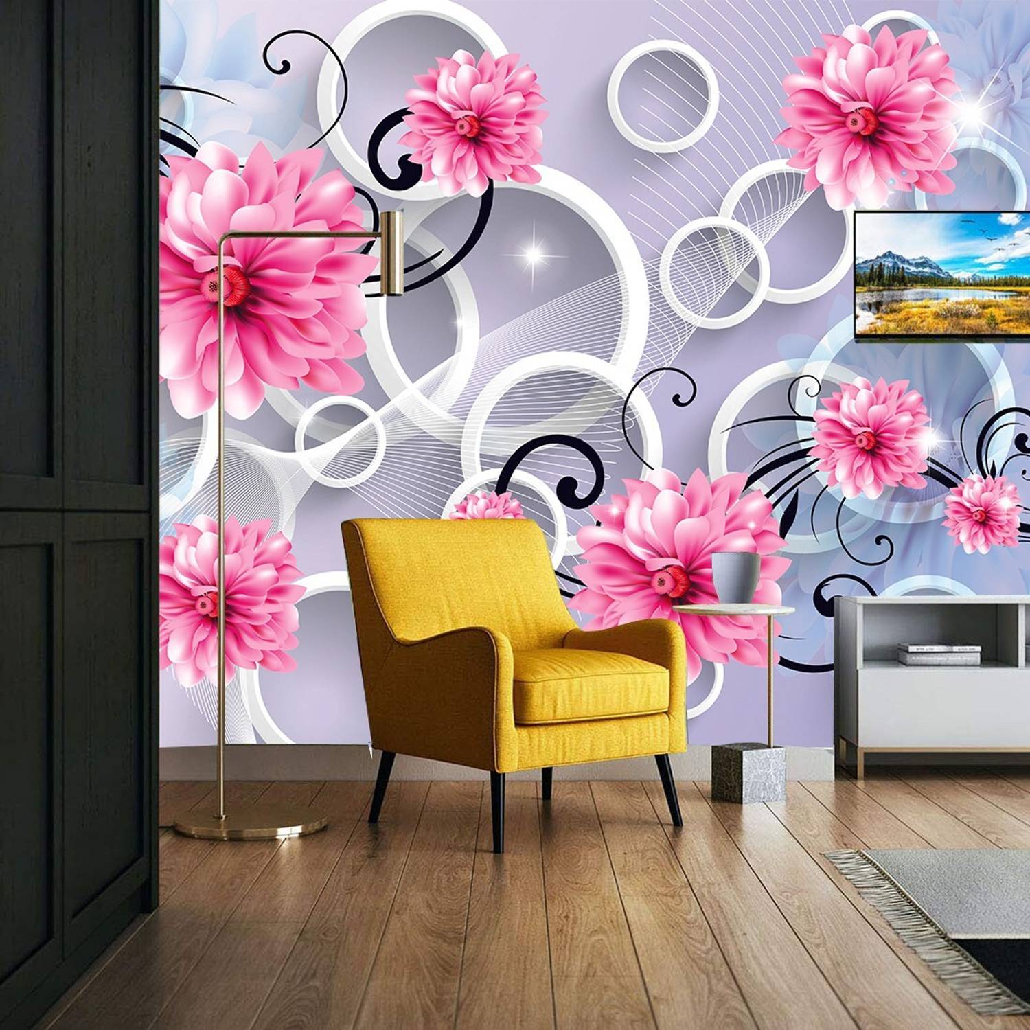 walldecoree 127 cm x 40 cm Waterproof Floral & Botanical Vinyl Wallpaper