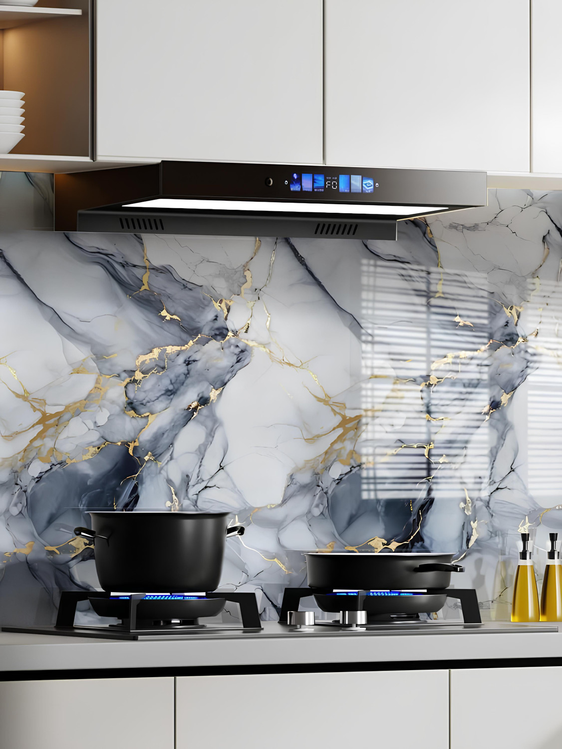 Image of voltify 200 cm Waterproof Wall Sticker For Kitchen & Home Decor - Glossy Marble Pattern Self Adhesive Sticker