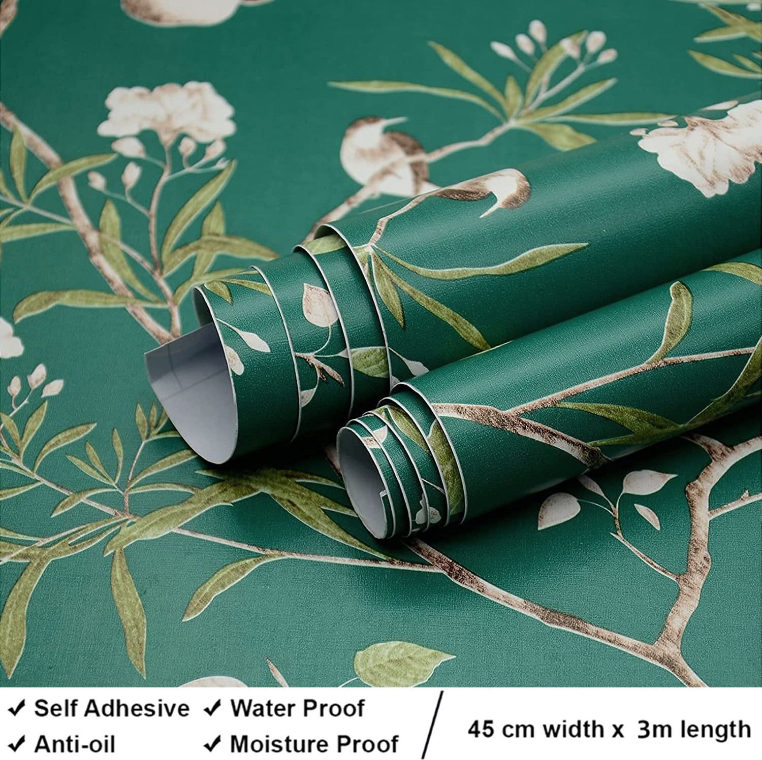 Image of RosaStella 304 cm x 45 cm Waterproof Floral & Botanical Vinyl Wallpaper