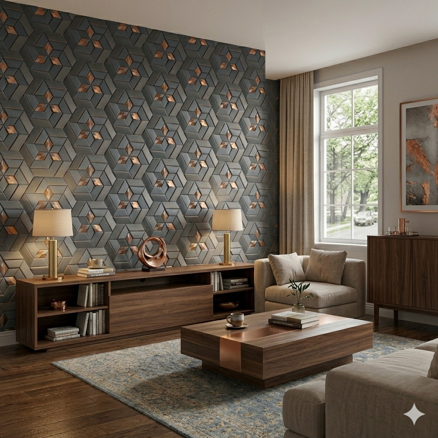 Image of KAAF 1000 cm x 45 cm Waterproof Abstract Vinyl Wallpaper (Brown)