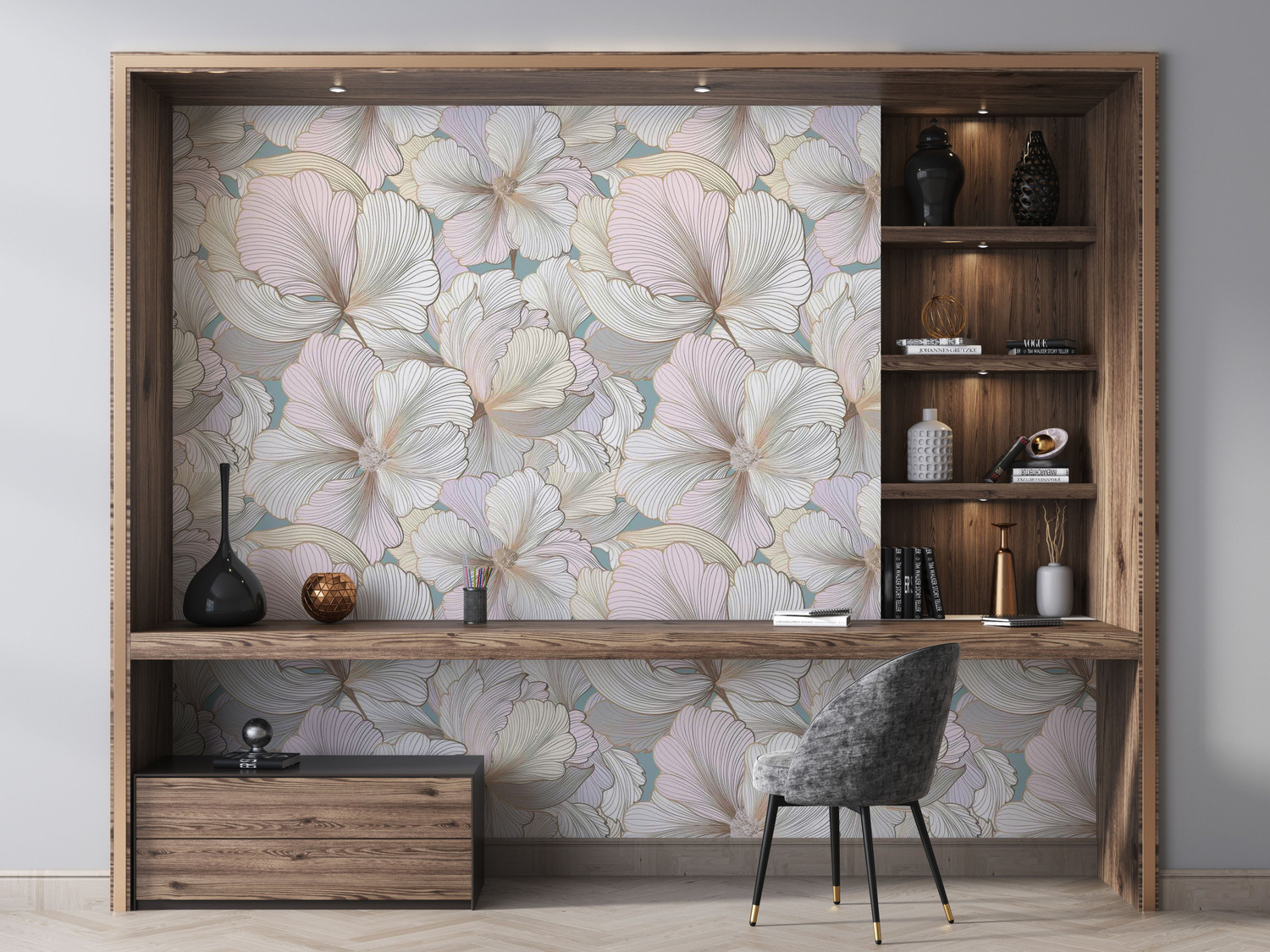 Image of FOKRIM 300 cm x 45 cm Waterproof Floral & Botanical Vinyl Wallpaper