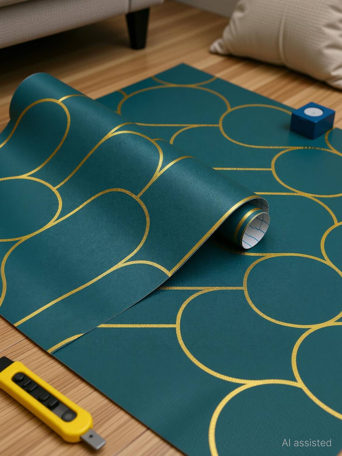 Veki 300cm x 45cm Green Waterproof Vinyl Wallpaper