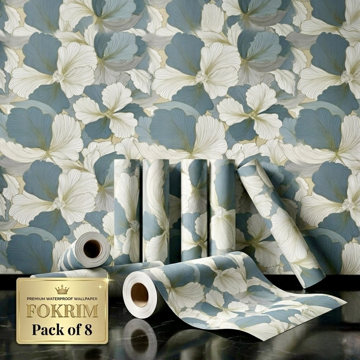 Image of FOKRIM 300 cm x 45 cm Waterproof Floral & Botanical Vinyl Wallpaper