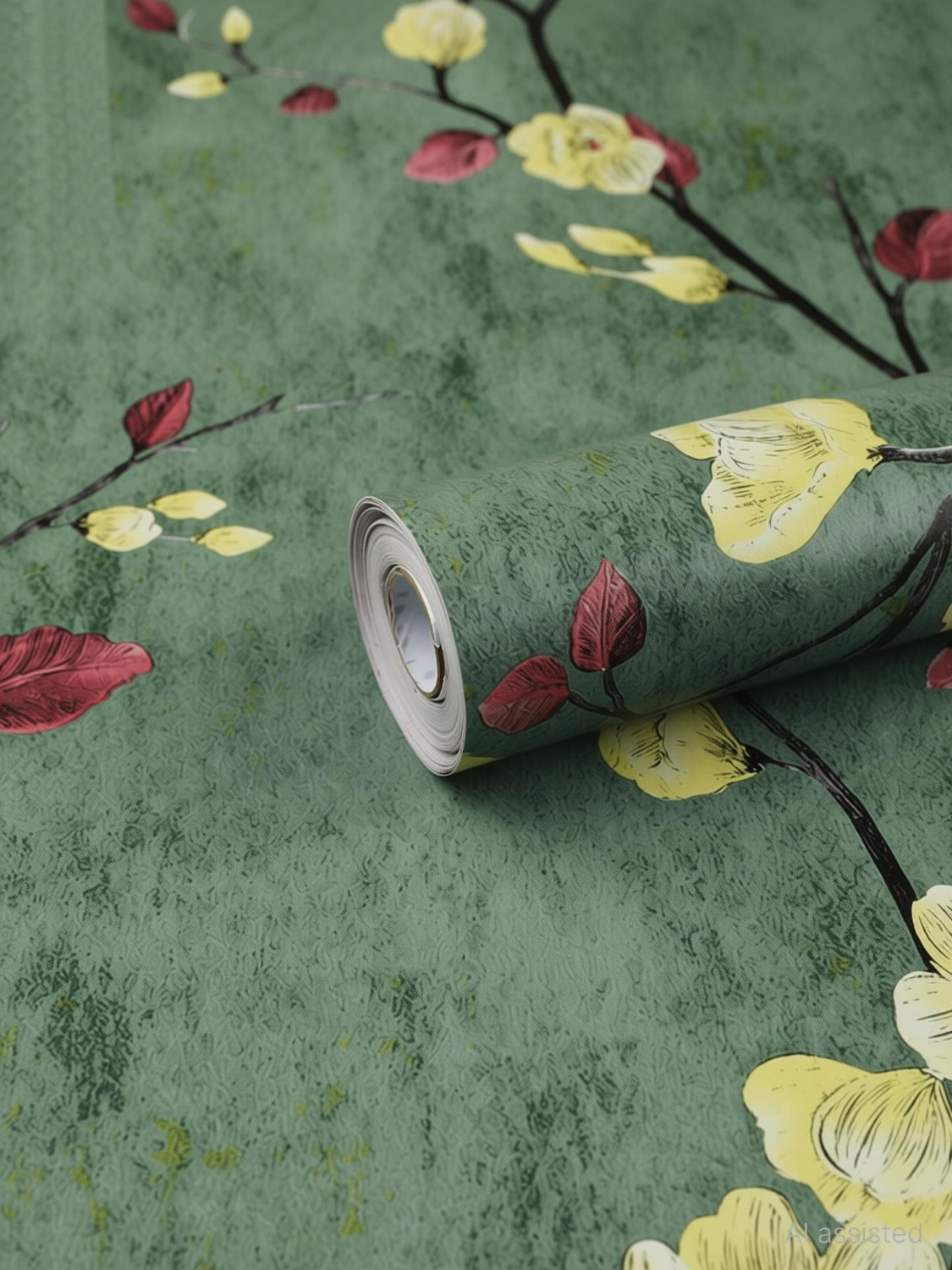 Image of FOKRIM 300 cm ST- Green flower 45x300cm Self Adhesive Sticker