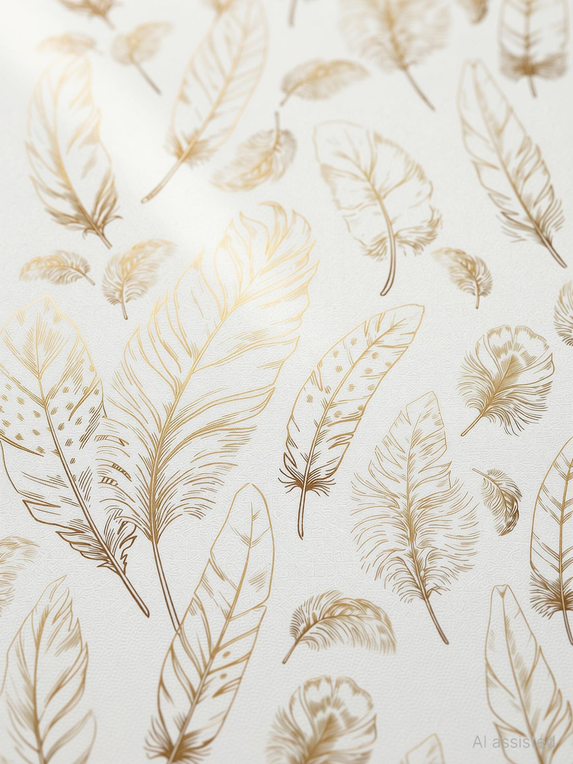Image of FOKRIM 300 cm gold white feather 45x300 Self Adhesive Sticker