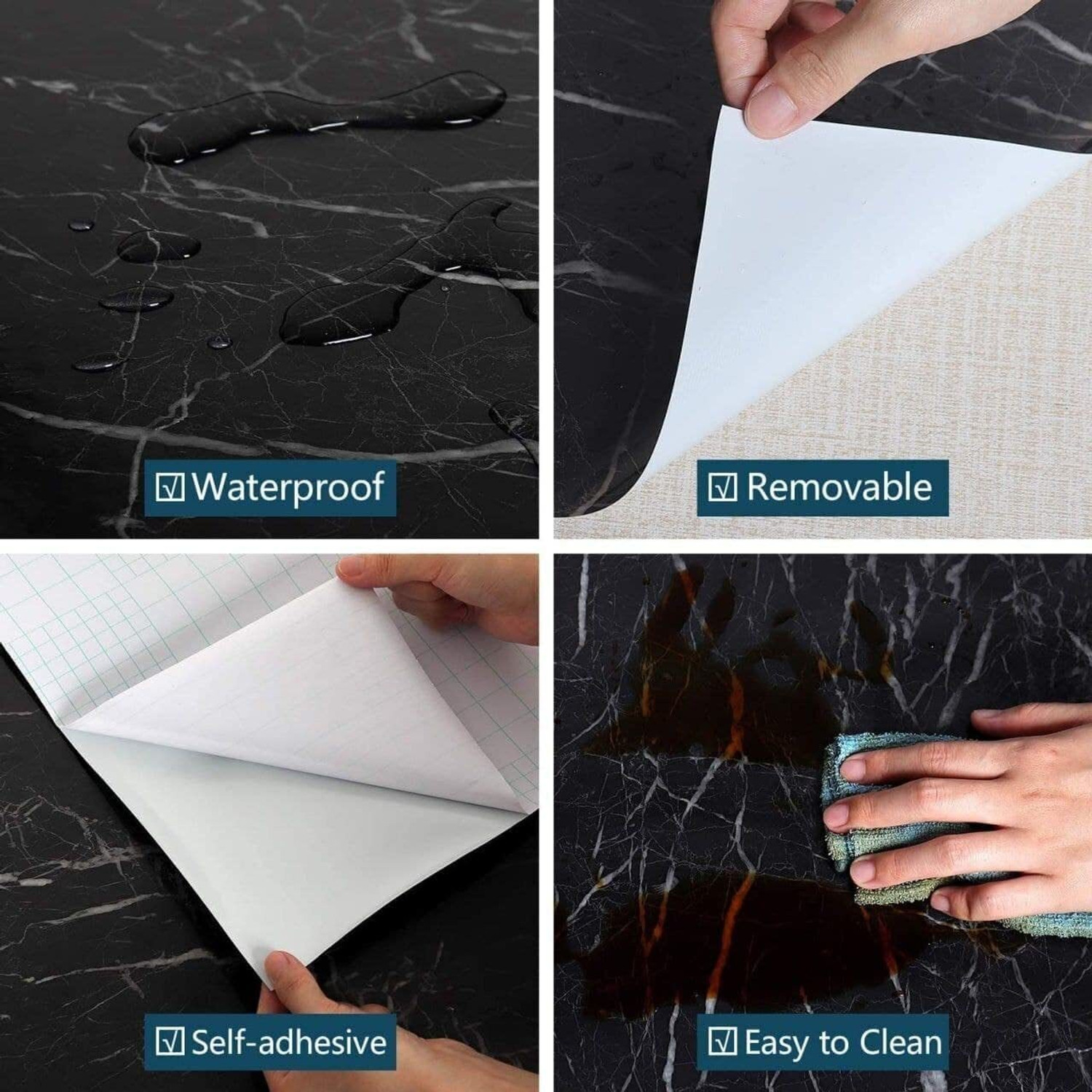 Image of SIRTERIQ 1000 cm Aluminum Shining Marble Foil Waterproof Premium Roll For Kitchen Self Adhesive Sticker
