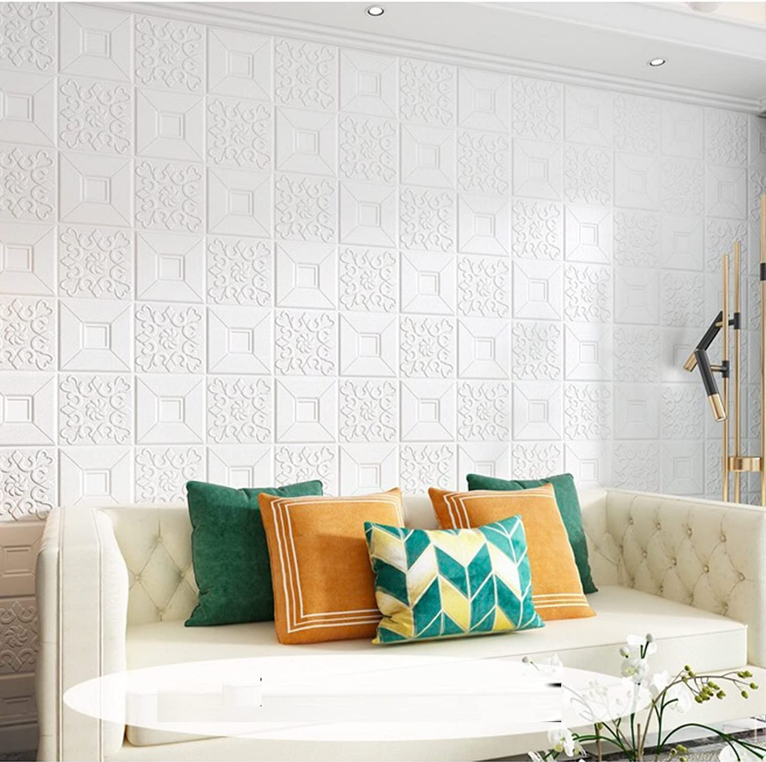 Image of Onbet 70 cm 3D Decorative Foam White With Wallpaper (70X70 CM) Self Adhesive Sticker