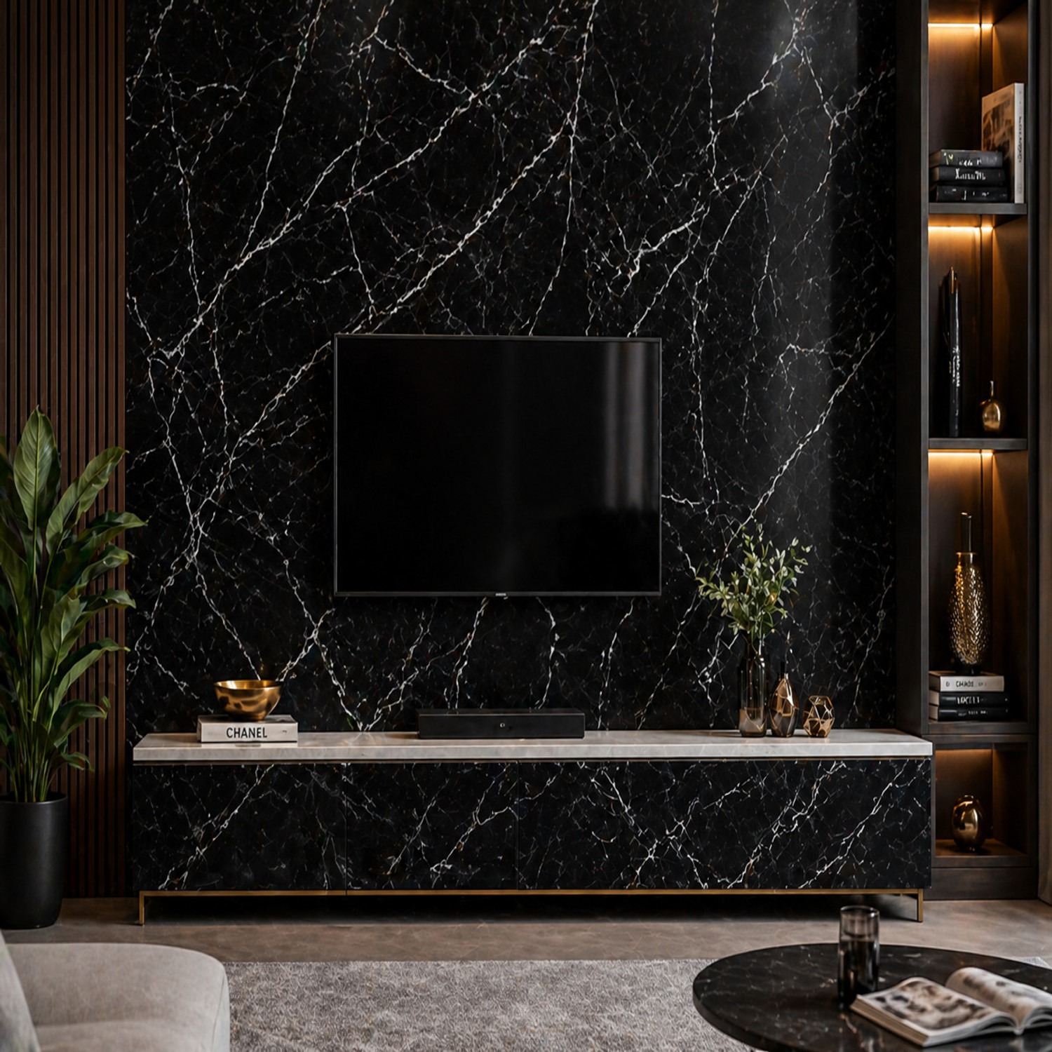 Image of Amar Enterprise Vinyl Black Marble Granite Waterproof Self Adhesive 200 x 60 cm Pack of 3