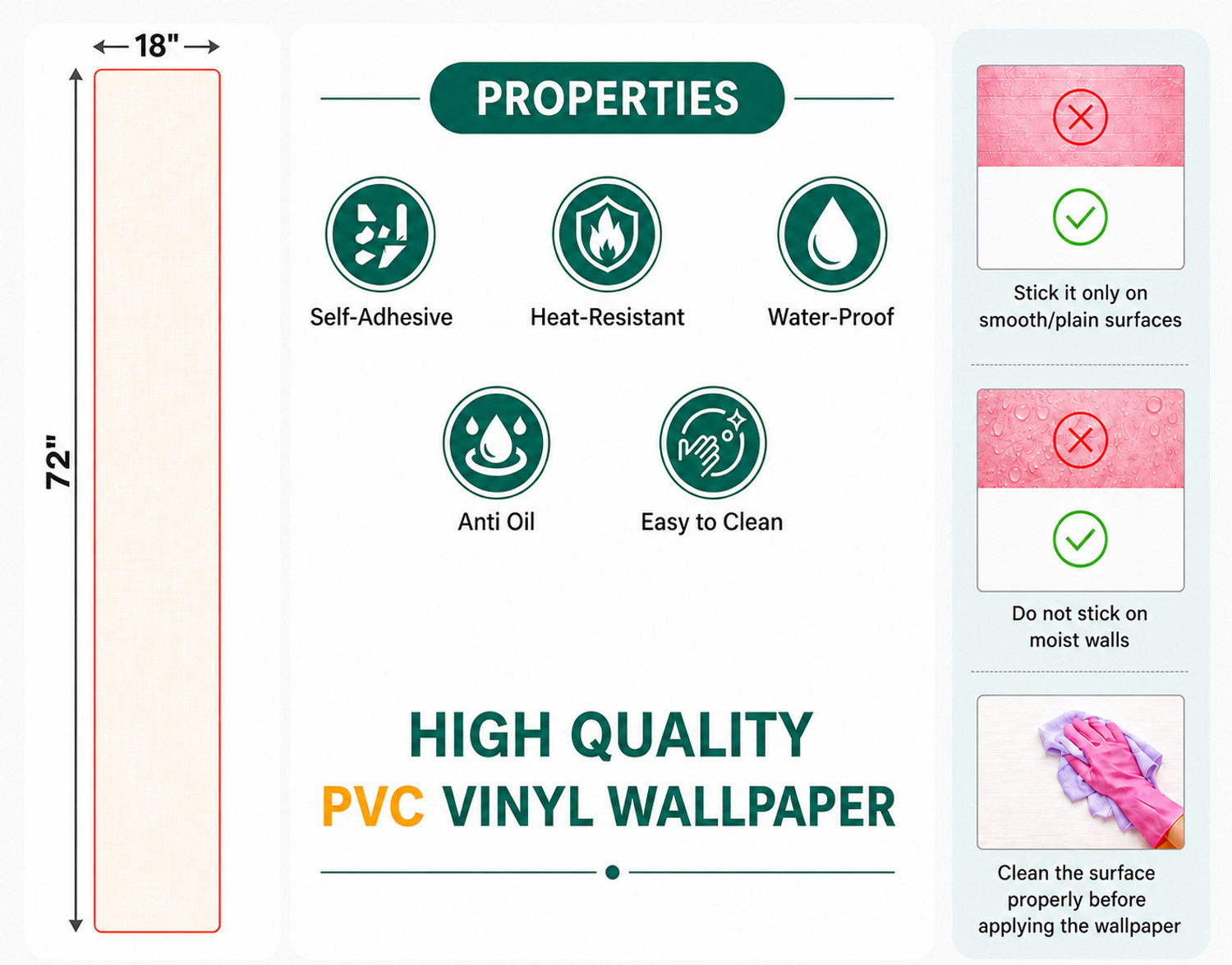 Image of DPS Design 40 cm x 180 cm Waterproof Floral & Botanical Vinyl Wallpaper