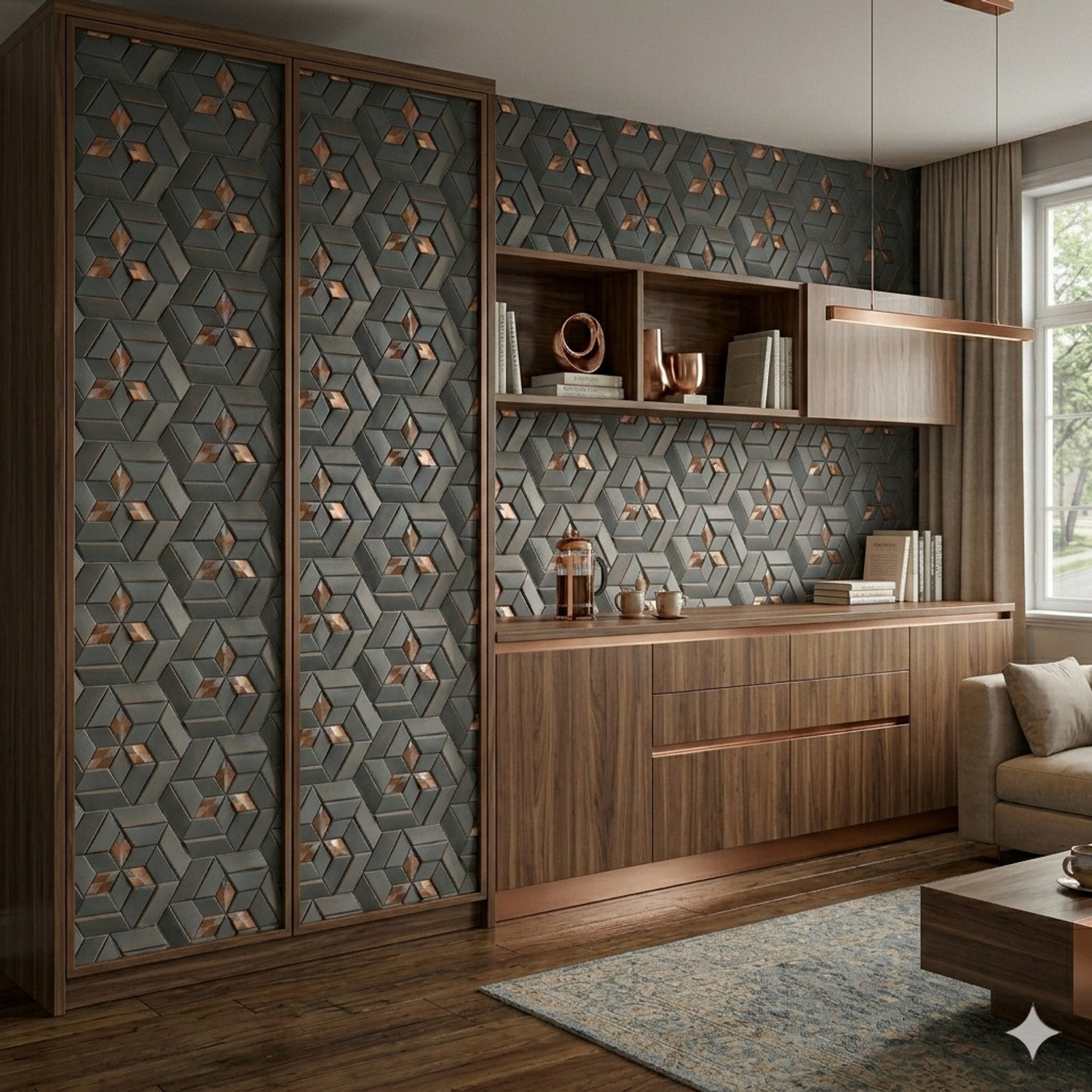 Image of KAAF 1000 cm x 45 cm Waterproof Abstract Vinyl Wallpaper (Brown)