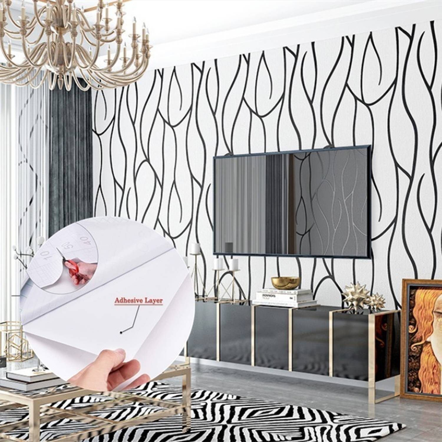AURORA SHOPPE 200 cm x 45 cm Waterproof Decorative Vinyl Wallpaper