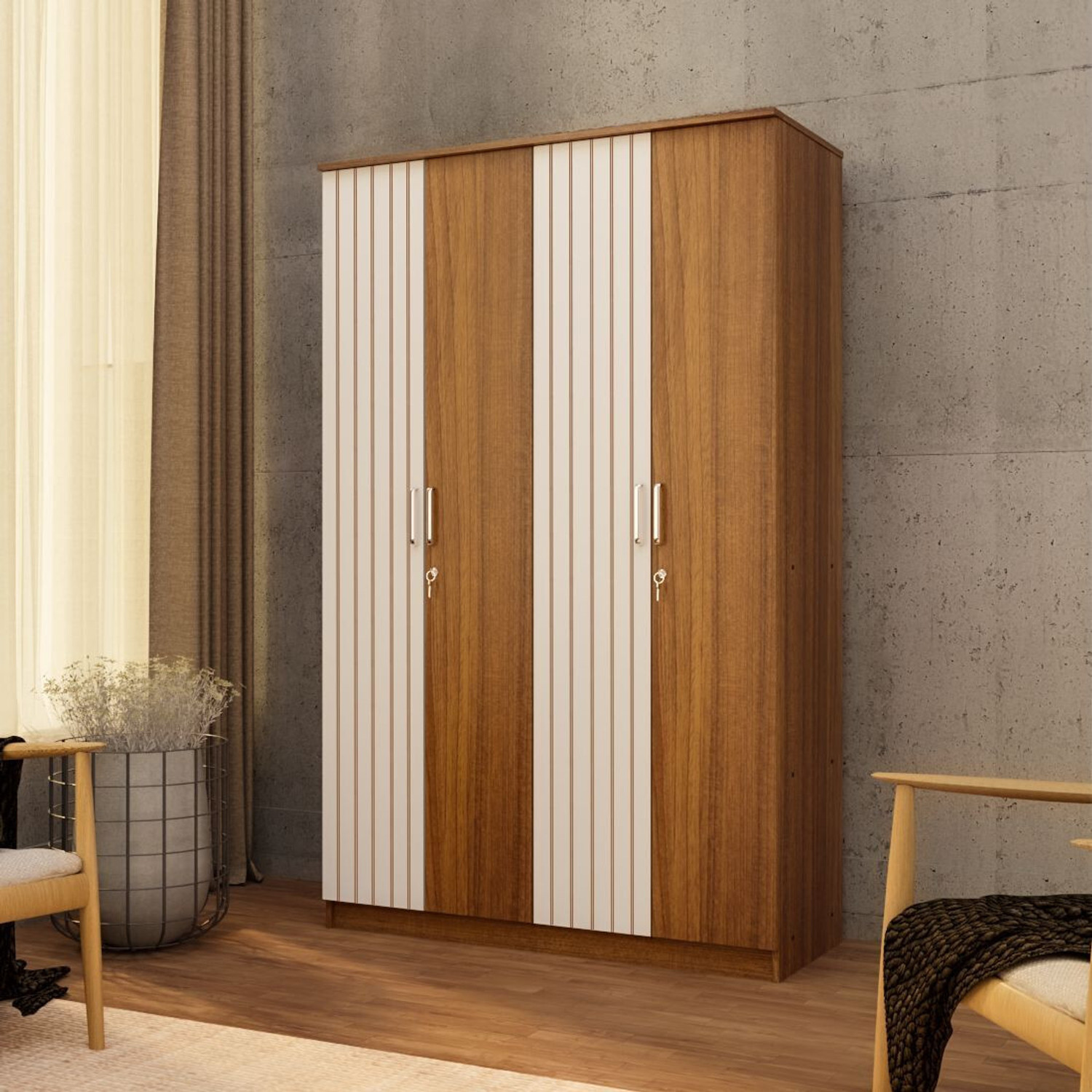 Image of neuspace Tetra Engineered Wood 4 Door Wardrobe