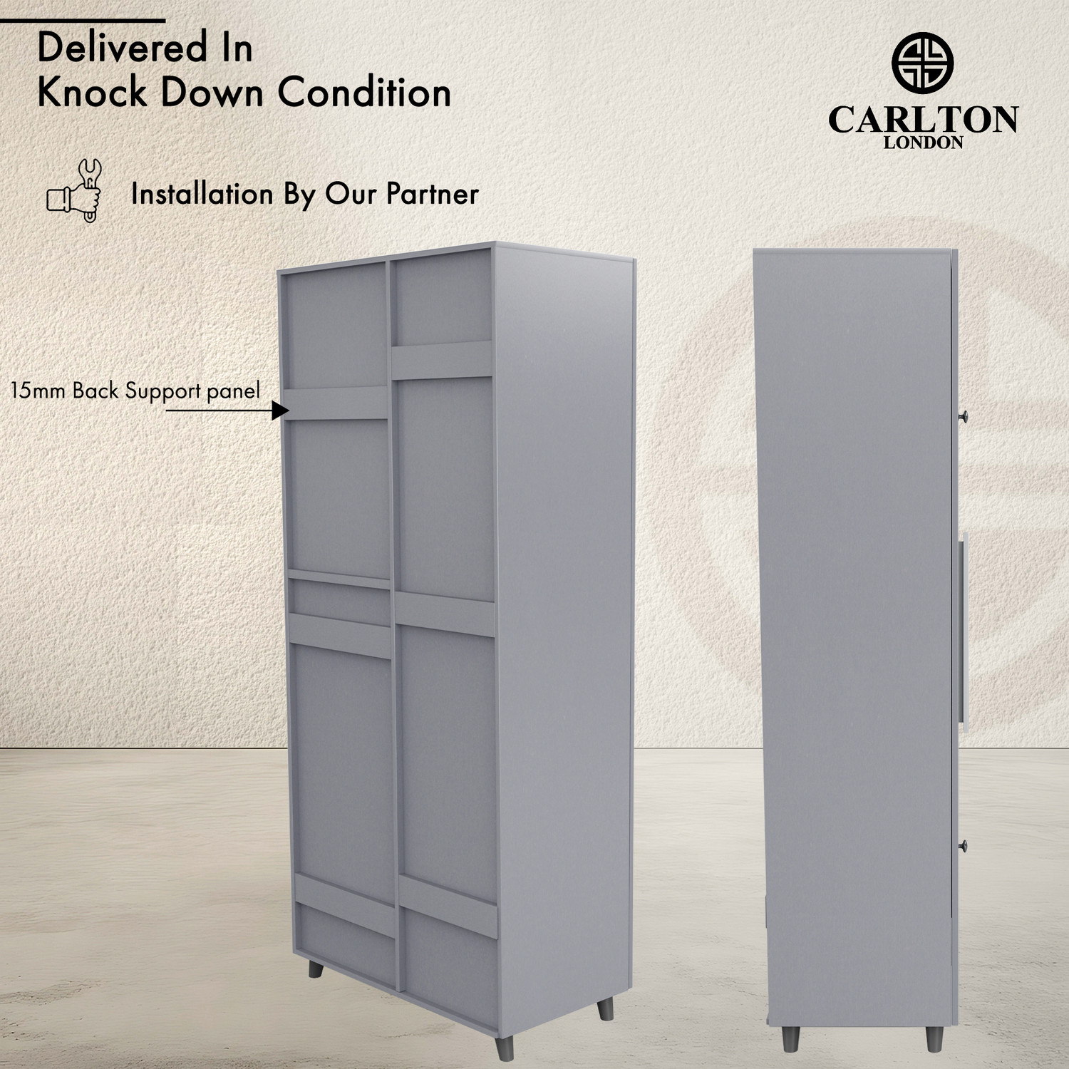 Image of CARLTON LONDON Willy Engineered Wood 3 Door Wardrobe