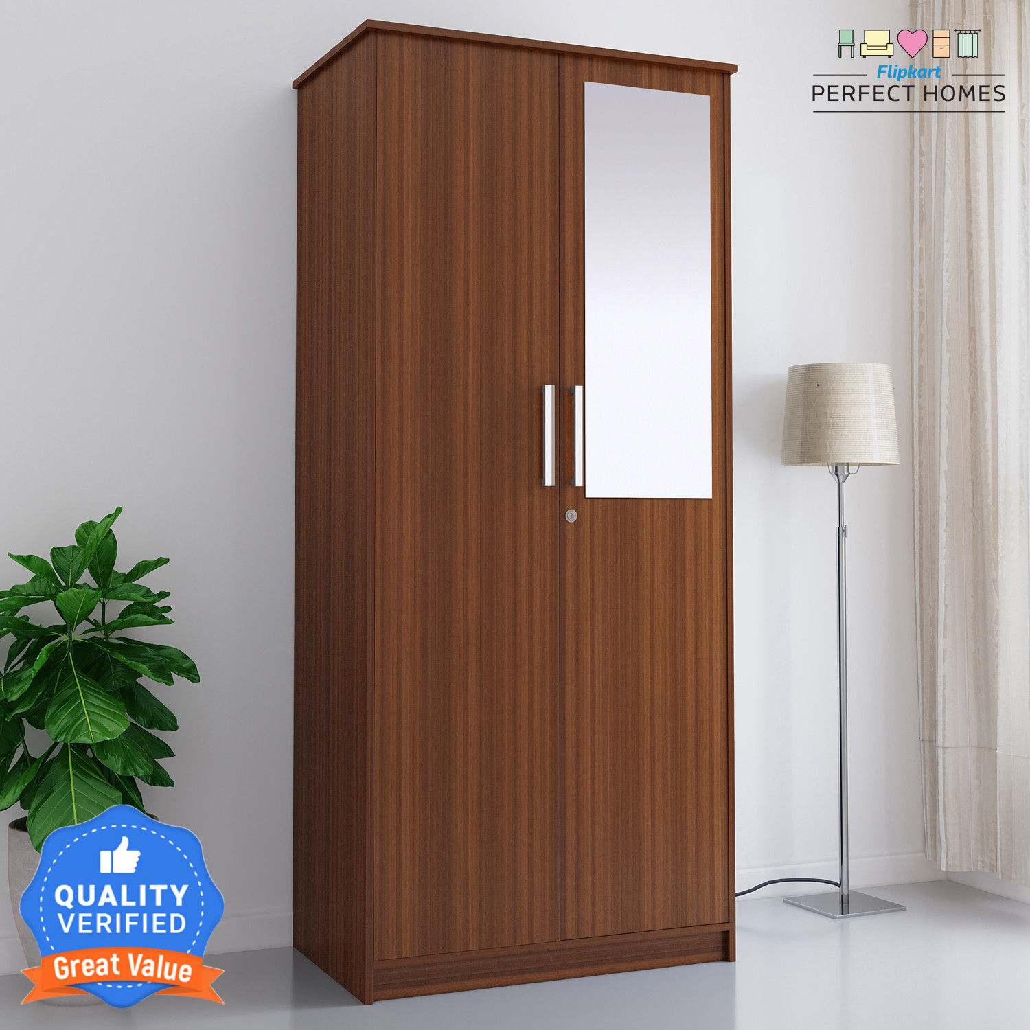 Image of Flipkart Perfect Homes Julian Engineered Wood 2 Door Wardrobe