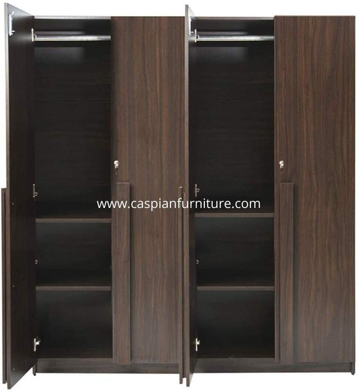 Image of CASPIAN Wooden Almirah for Clothes and Stacking space -Home Furniture Storage Engineered Wood 4 Door Wardrobe