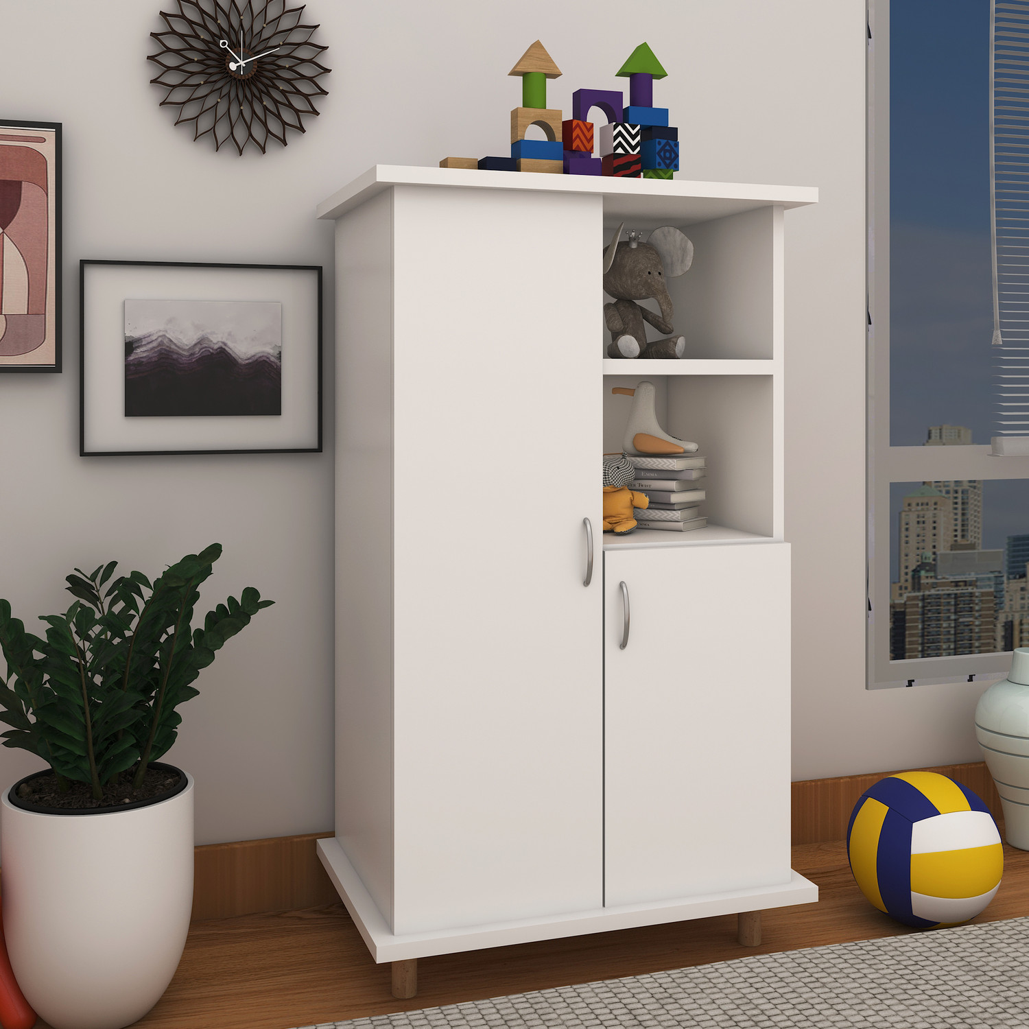 Image of ANIKAA kids Wardrobe Engineered Wood 2 Door Wardrobe