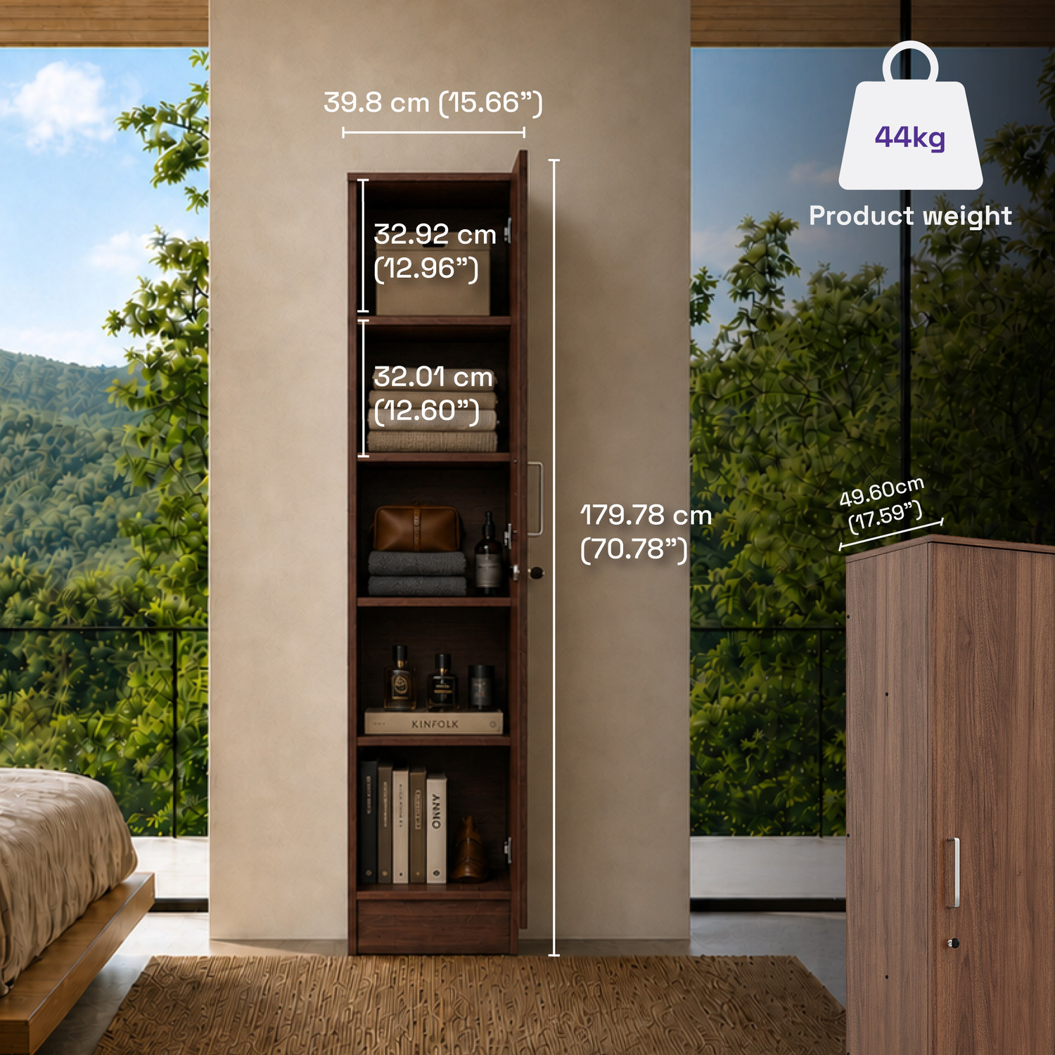 Image of Wakefit Hunor Engineered Wood 1 Door Wardrobe