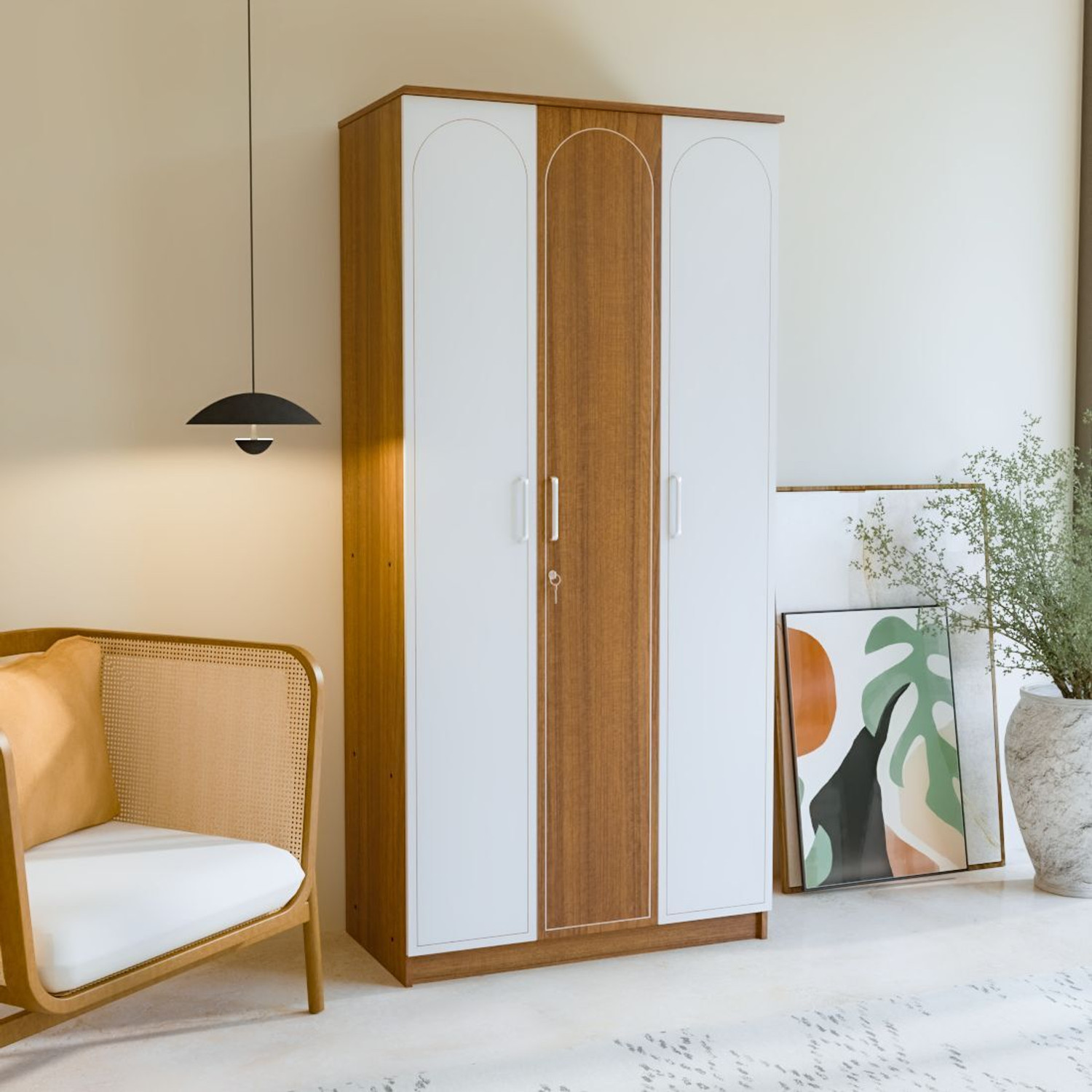 Image of neuspace Trio Engineered Wood 3 Door Wardrobe
